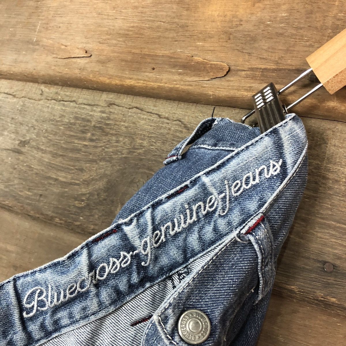 Japanese Brand Blue Cross Faded Blue Denim Jeans Pants #0533 Size US 29 - 15 Thumbnail