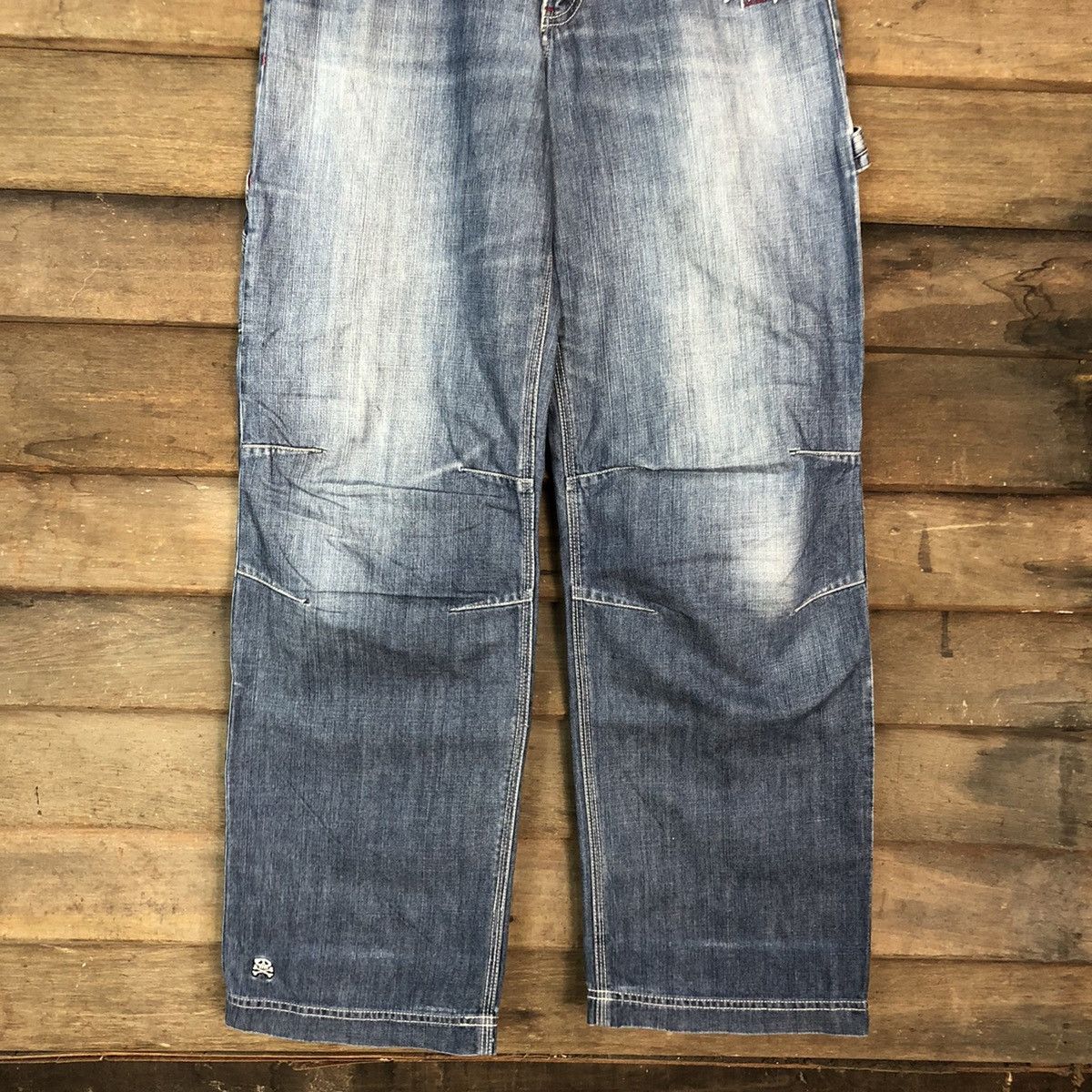 Japanese Brand Blue Cross Faded Blue Denim Jeans Pants #0533 Size US 29 - 3 Thumbnail