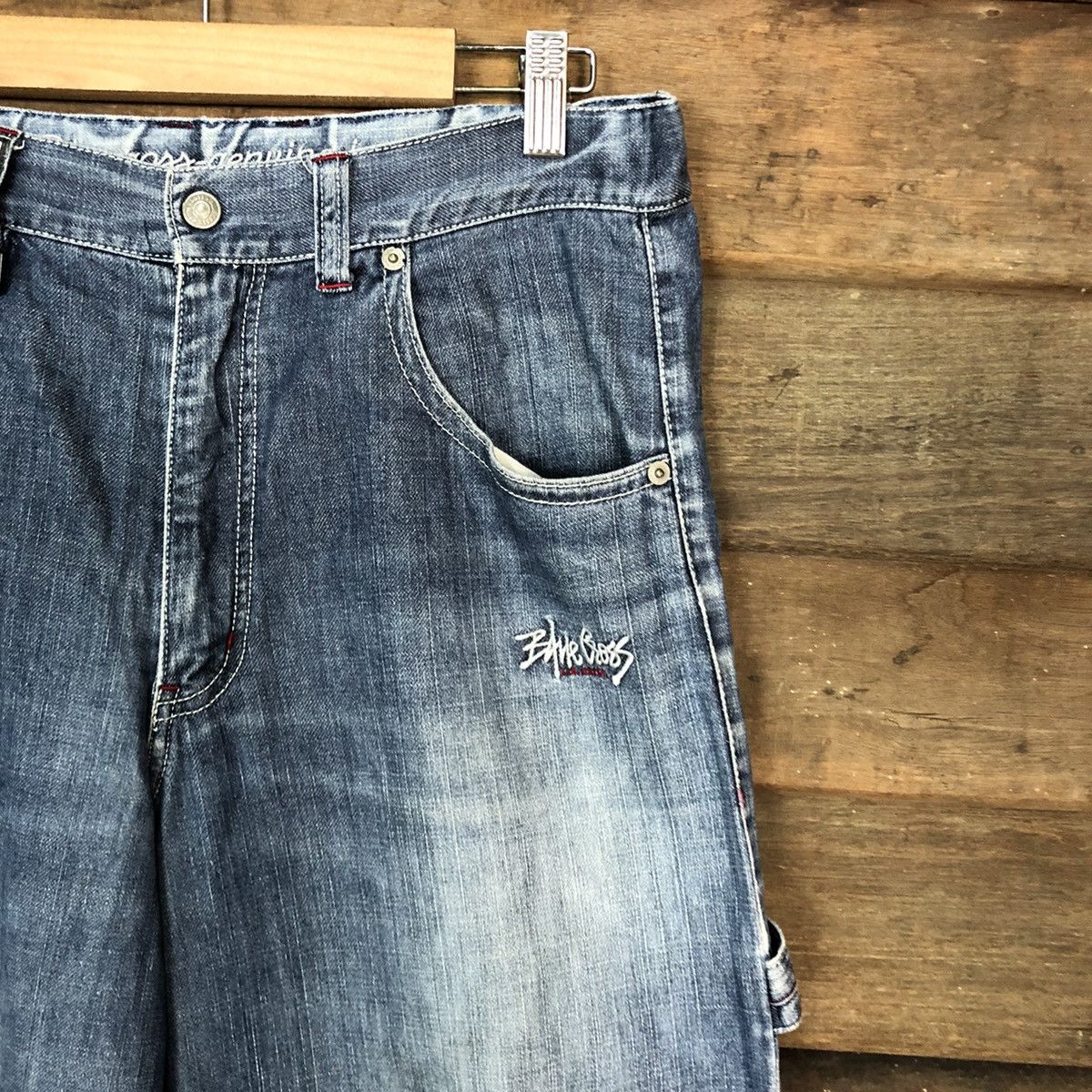 Japanese Brand Blue Cross Faded Blue Denim Jeans Pants #0533 Size US 29 - 5 Thumbnail