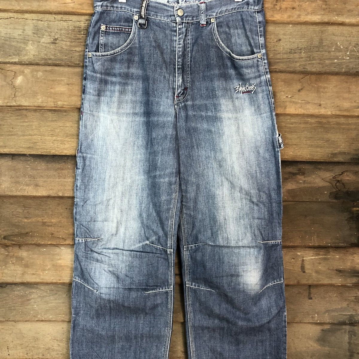 Japanese Brand Blue Cross Faded Blue Denim Jeans Pants #0533 Size US 29 - 4 Thumbnail