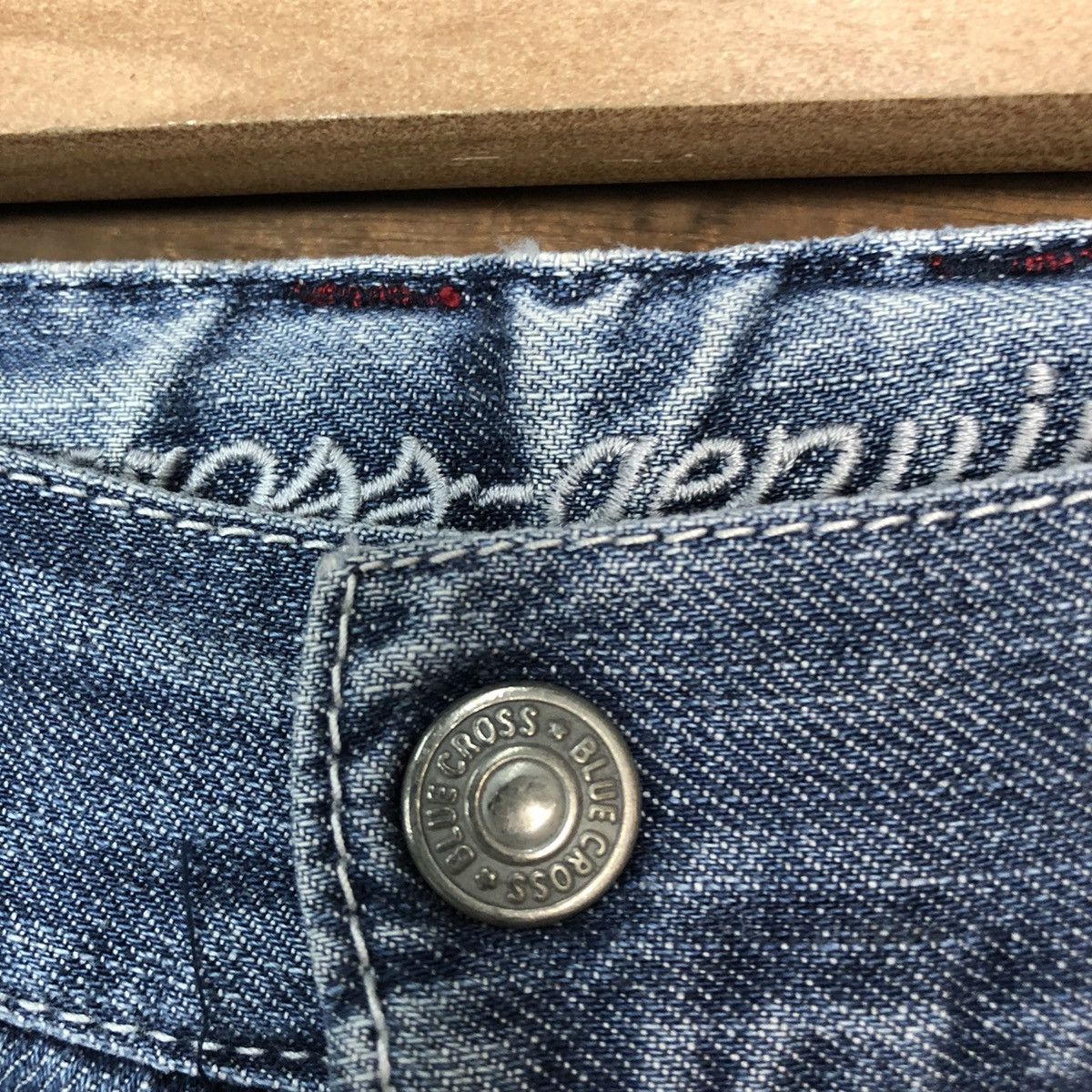 Japanese Brand Blue Cross Faded Blue Denim Jeans Pants #0533 Size US 29 - 7 Thumbnail