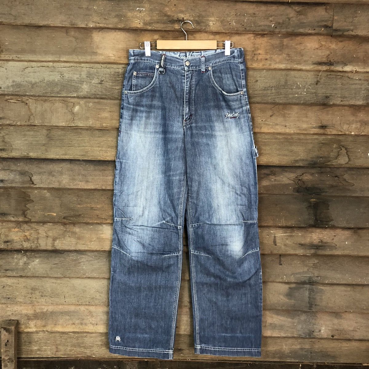 Japanese Brand Blue Cross Faded Blue Denim Jeans Pants #0533 Size US 29 - 1 Thumbnail