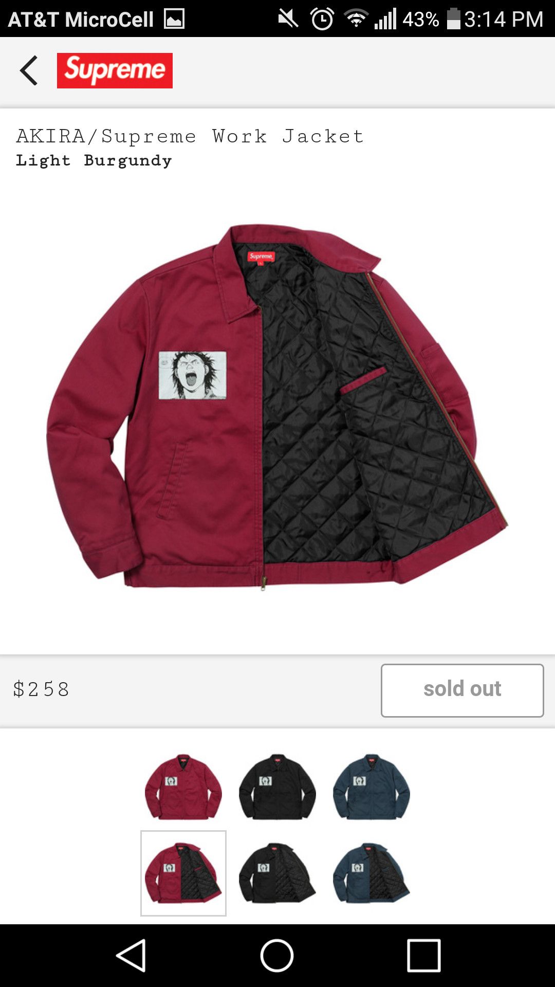 Supreme Supreme Akira Work Jacket Light Burgundy Maroon Red Anime | Grailed