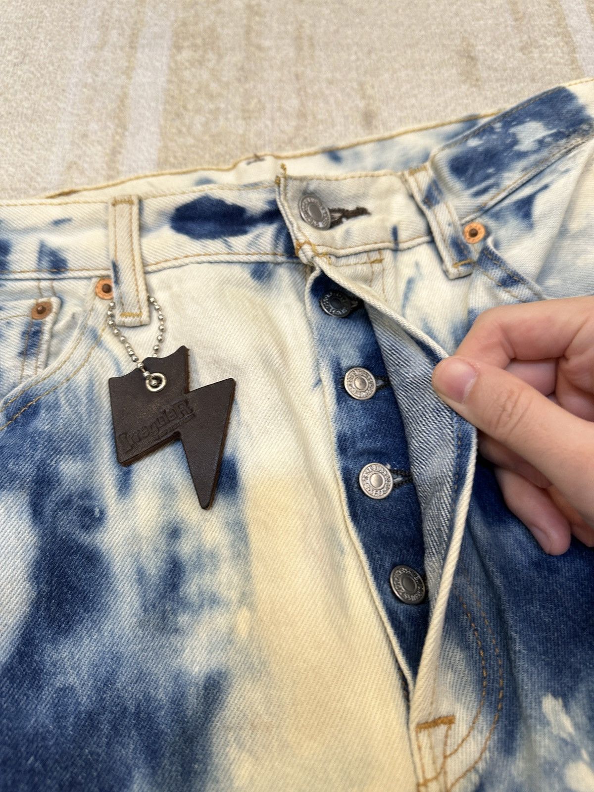 Hollywood Trading Company HTC IrregulaR HUMBLE Hand Bleached Vintage Levi’s Jeans Size US 32 / EU 48 - 8 Thumbnail