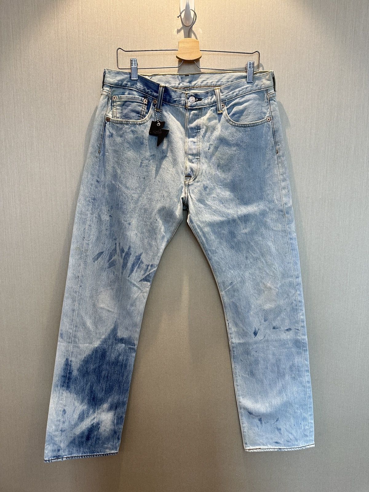 Hollywood Trading Company HTC IrregulaR HUMBLE Hand Bleached Vintage Levi’s Jeans Size US 34 / EU 50 - 1 Thumbnail