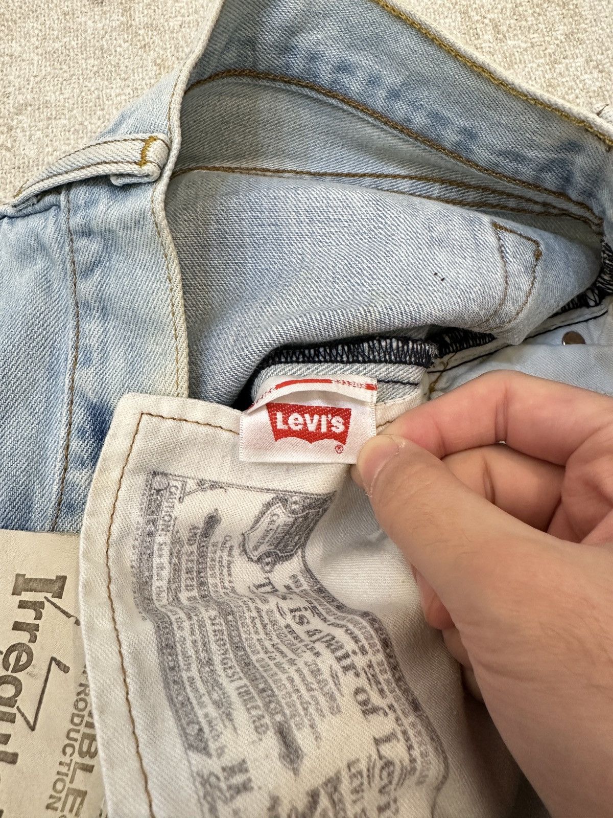 Hollywood Trading Company HTC IrregulaR HUMBLE Hand Bleached Vintage Levi’s Jeans Size US 34 / EU 50 - 9 Thumbnail