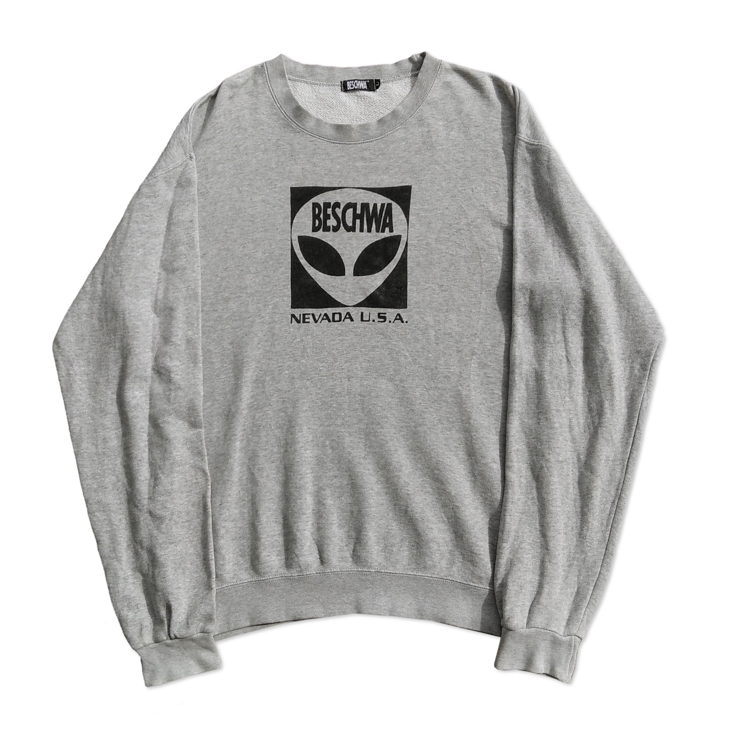 Skategang Vintage 90s BESCHWA Alien Workshop Grey Sweatshirt Size US M / EU 48-50 / 2 - 1 Preview