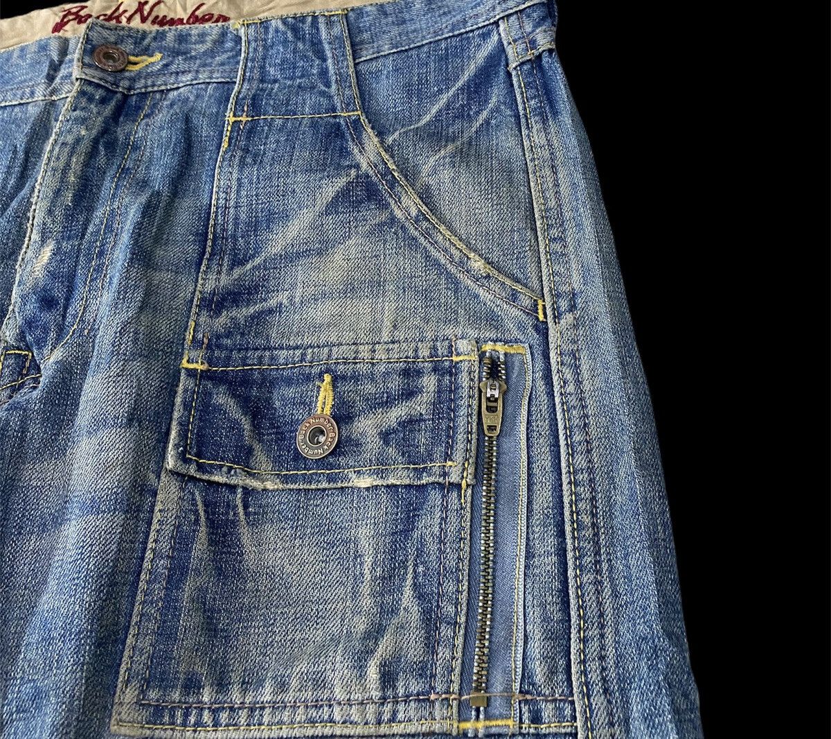If Six Was Nine Distressed Denim Bush Pant Back Number multipocket Pant Size US 32 / EU 48 - 6 Thumbnail