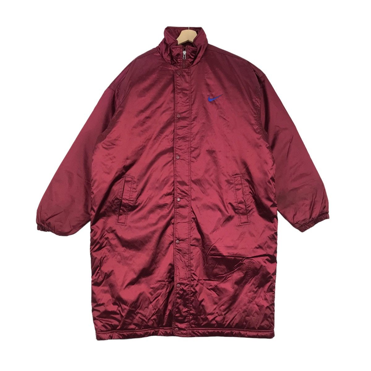 Nike × Vintage Vintage 90s NIKE Big Swoosh Coach Long Jacket Big SwooshLogo Size US XL / EU 56 / 4 - 2 Thumbnail