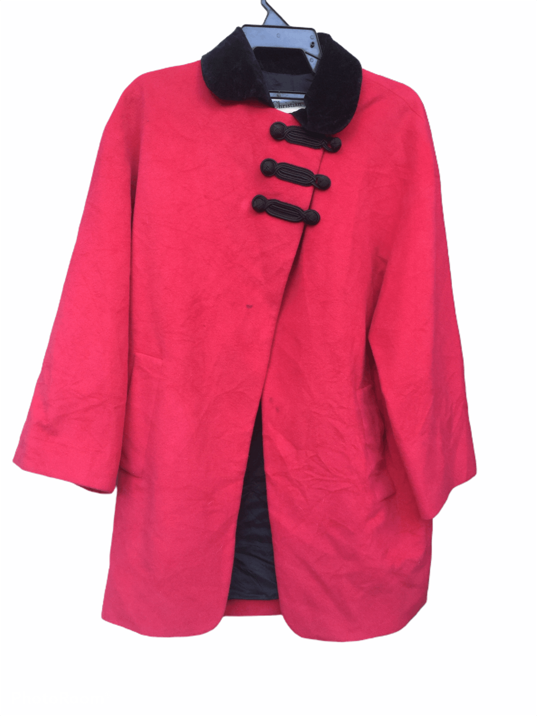 Christian Dior Monsieur Vintage 80s Christian Dior Cherry Red Wool Coat Size M / US 6-8 / IT 42-44 - 1 Thumbnail