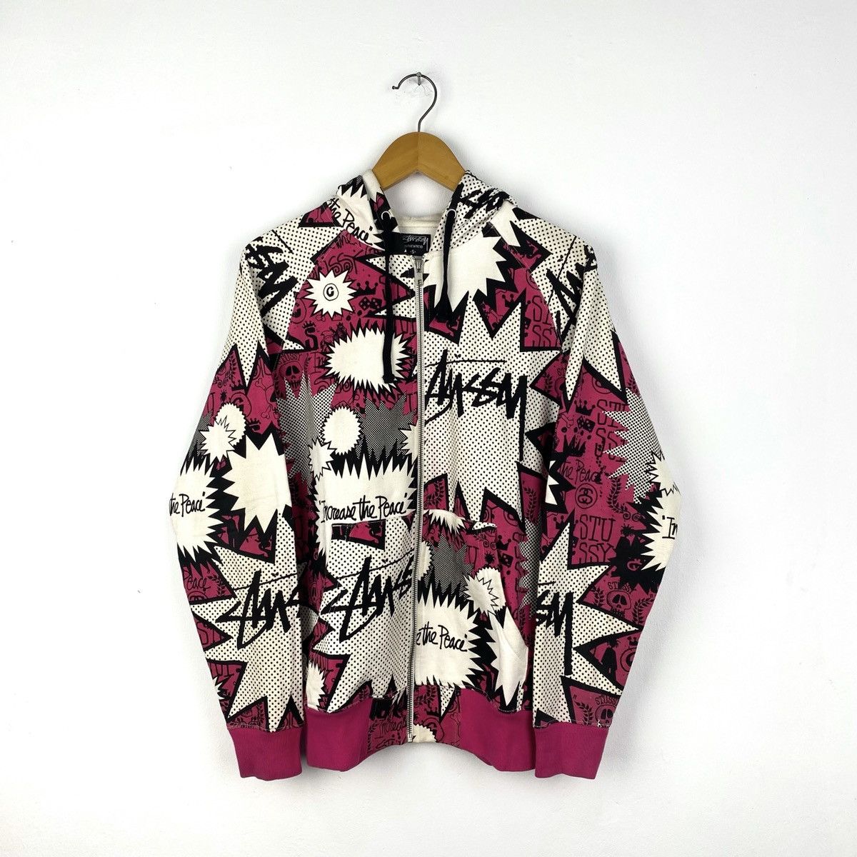 Stussy all over print zip hoodie