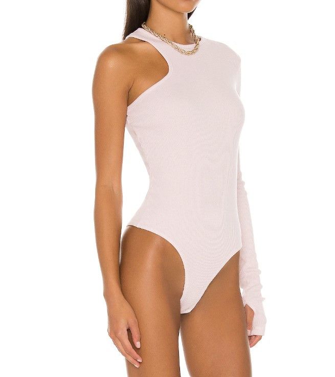 AGOLDE Bea Cutaway Rib Bodysuit Fondant