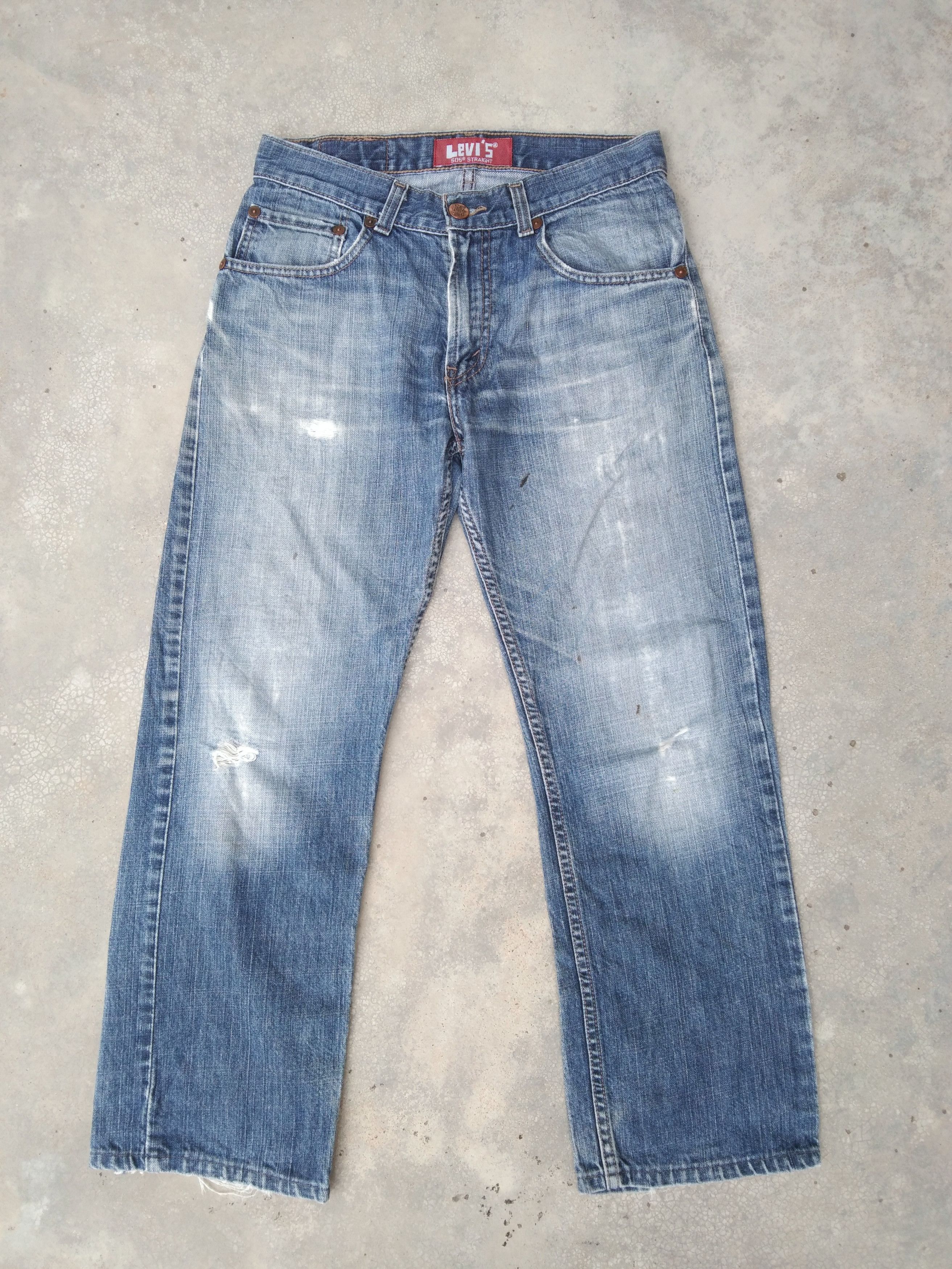 image of Vintage Levi's Jeans 505 Faded Blue Distressed Denim 28X27, Men's