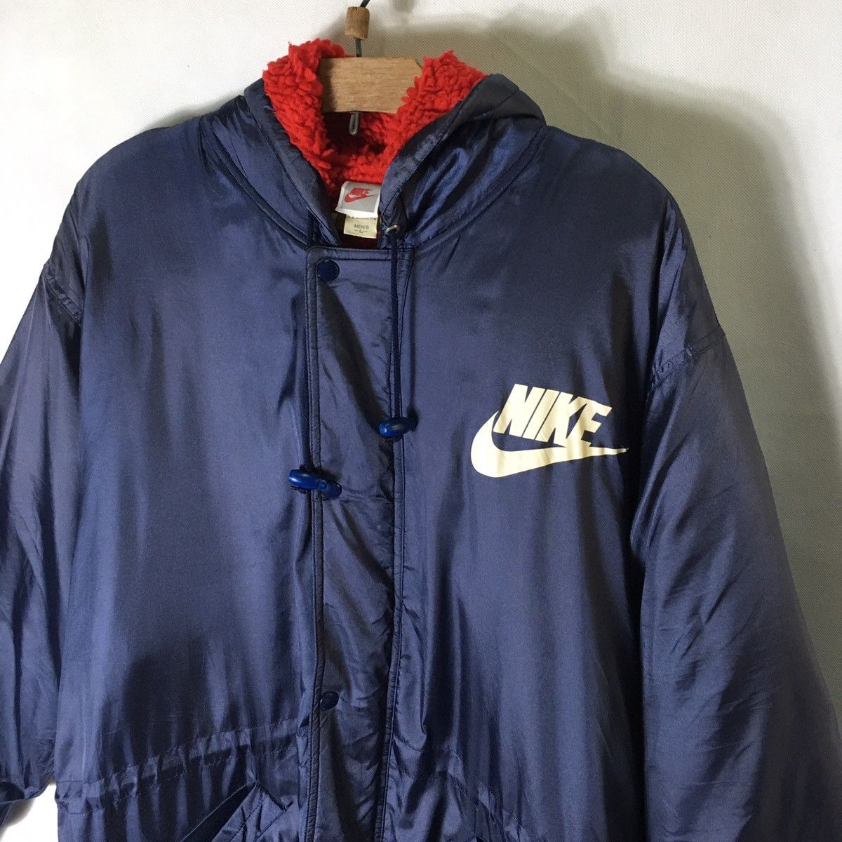Nike × Vintage 90s Nike Coach Puffer Swoosh Fleece Lining Hoodie Jacket Size US L / EU 52-54 / 3 - 3 Thumbnail