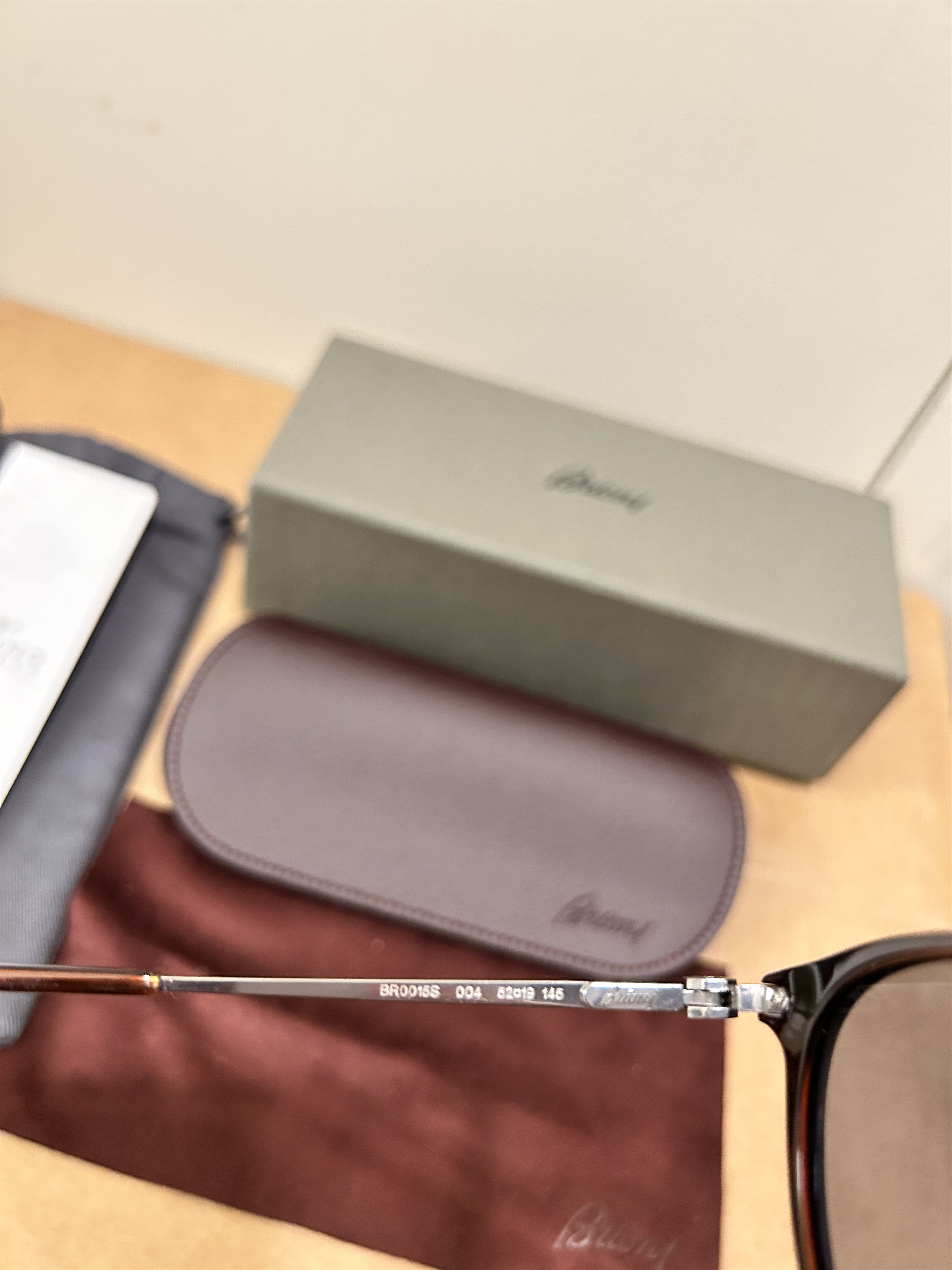 Brioni Ruthenium grey acetate and titanium round frame brim glasses Size ONE SIZE - 7 Thumbnail