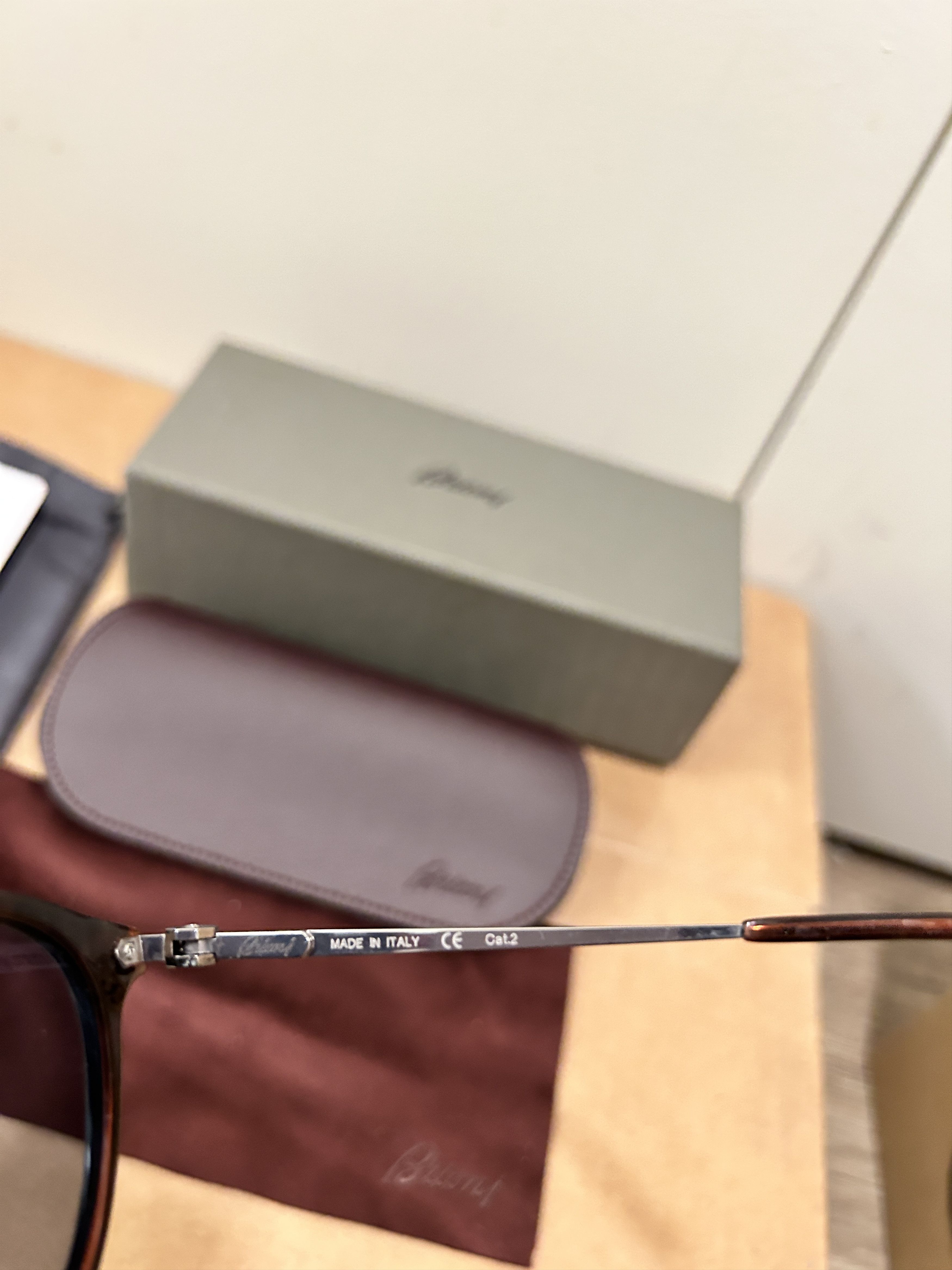 Brioni Ruthenium grey acetate and titanium round frame brim glasses Size ONE SIZE - 6 Thumbnail