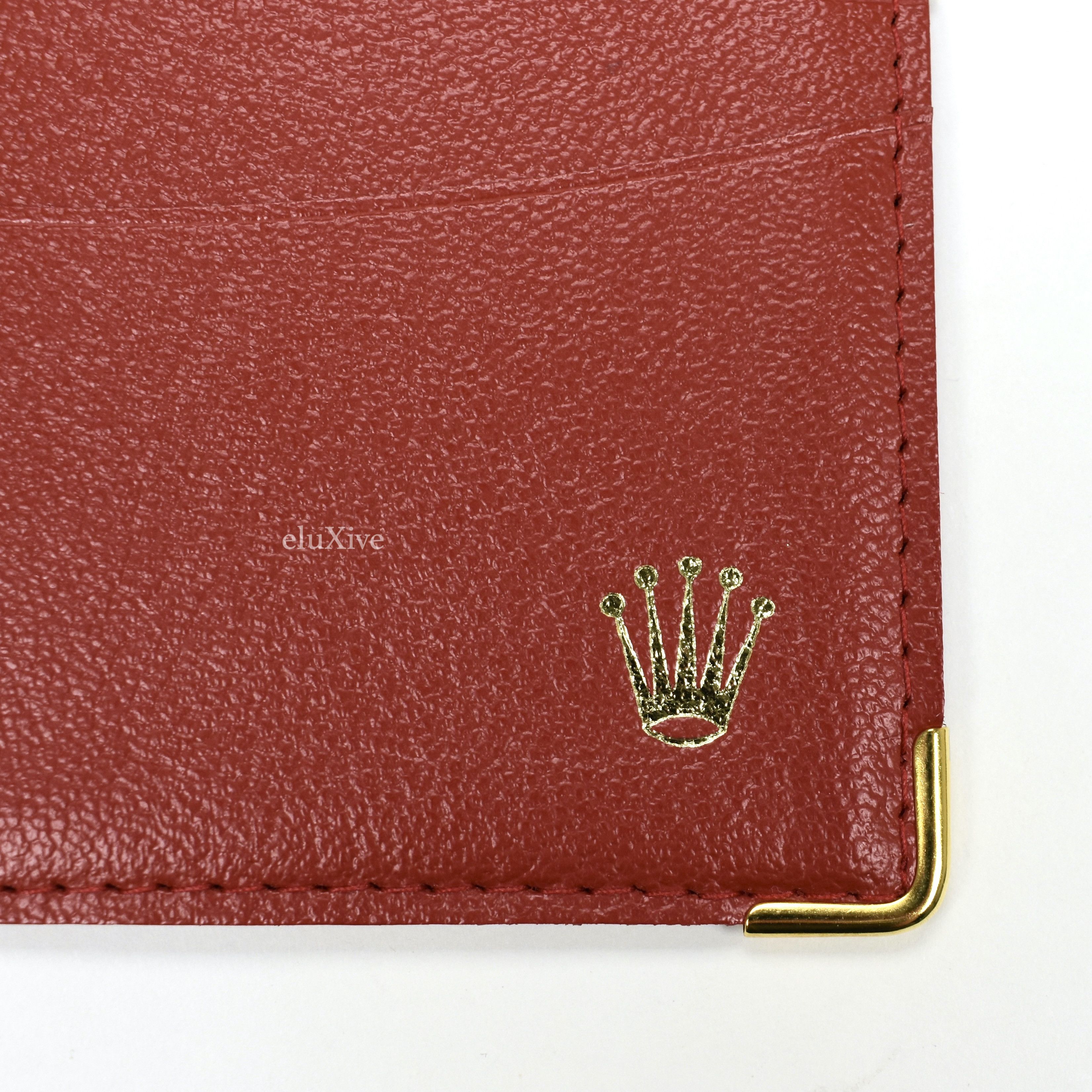Rolex Rolex Red Leather Crown Logo Card Holder Wallet Size ONE SIZE - 3 Thumbnail