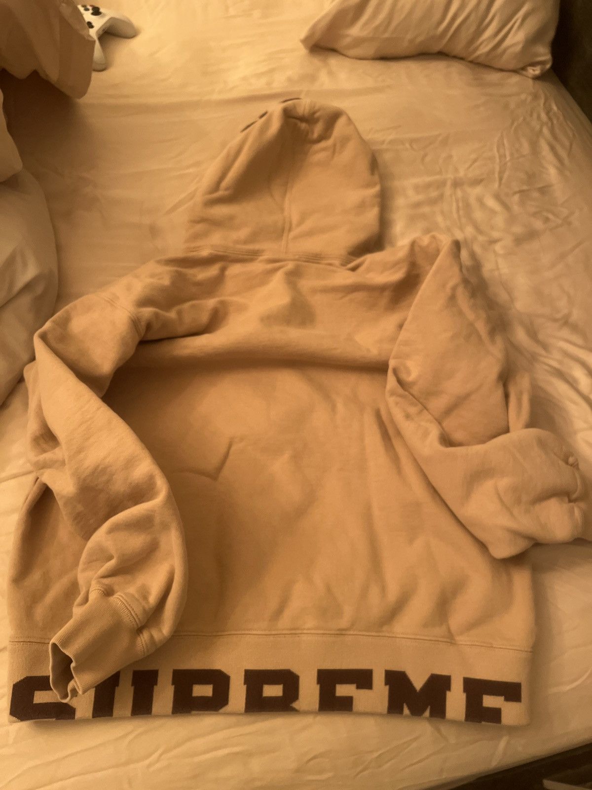 Supreme Cropped Logos Hoodie Tan/Brown