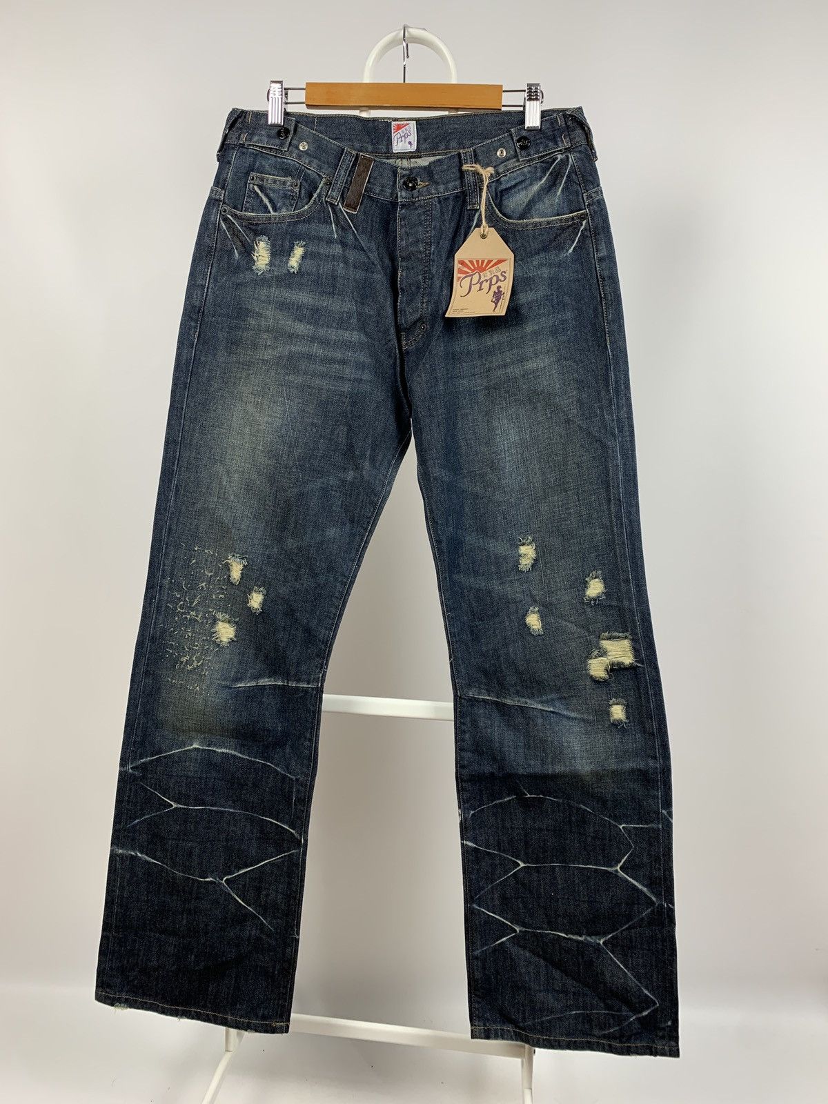 Japanese Brand NWT Prps Distressed Painted Japanese Denim Jeans Pants Size US 33 - 1 Thumbnail