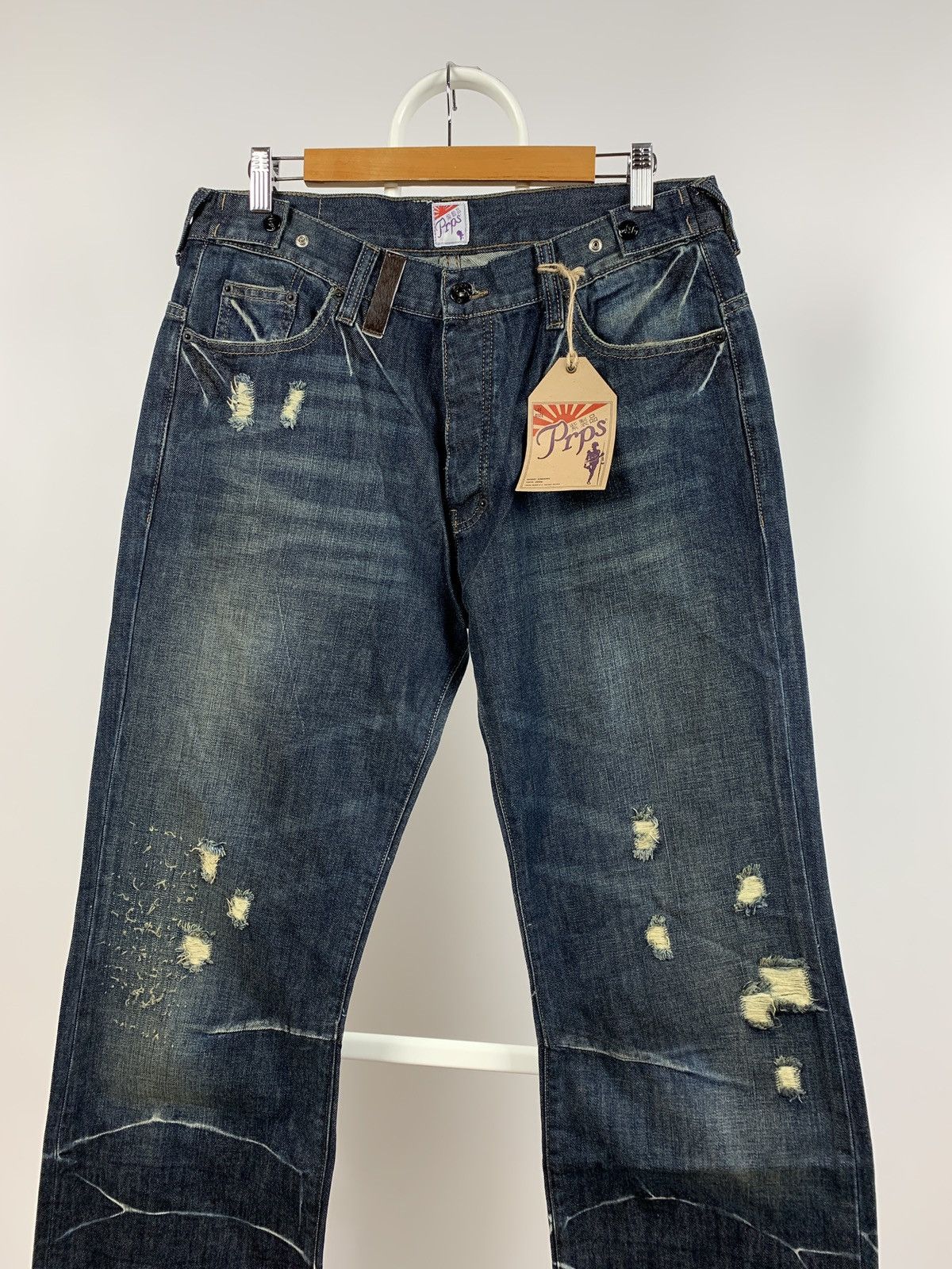 Japanese Brand NWT Prps Distressed Painted Japanese Denim Jeans Pants Size US 33 - 3 Thumbnail