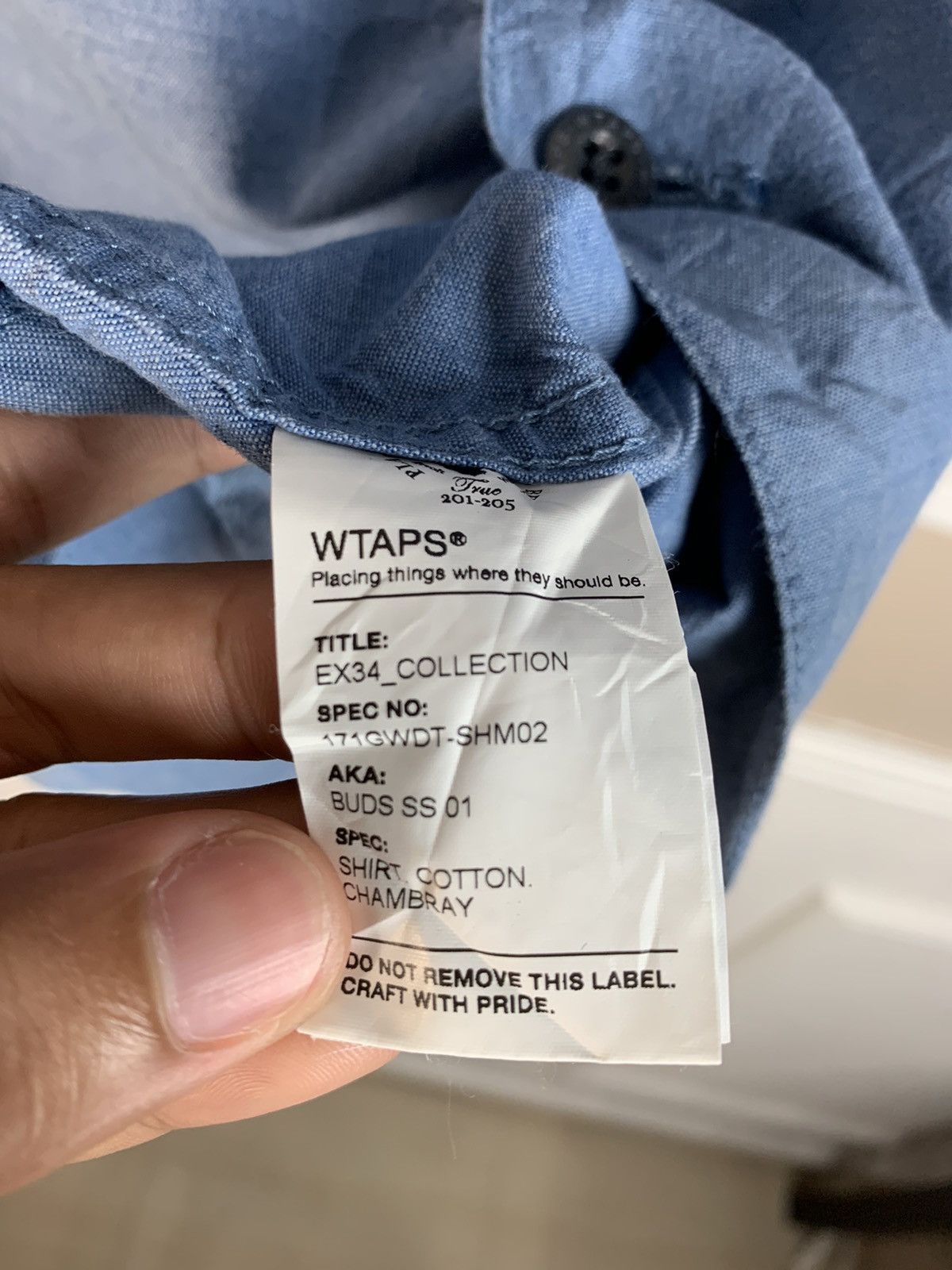 Wtaps WTAPS BUDS SS01 SHIRT.COTTON.CHAMBRAY 2017 Size US M / EU 48-50 / 2 - 14 Thumbnail