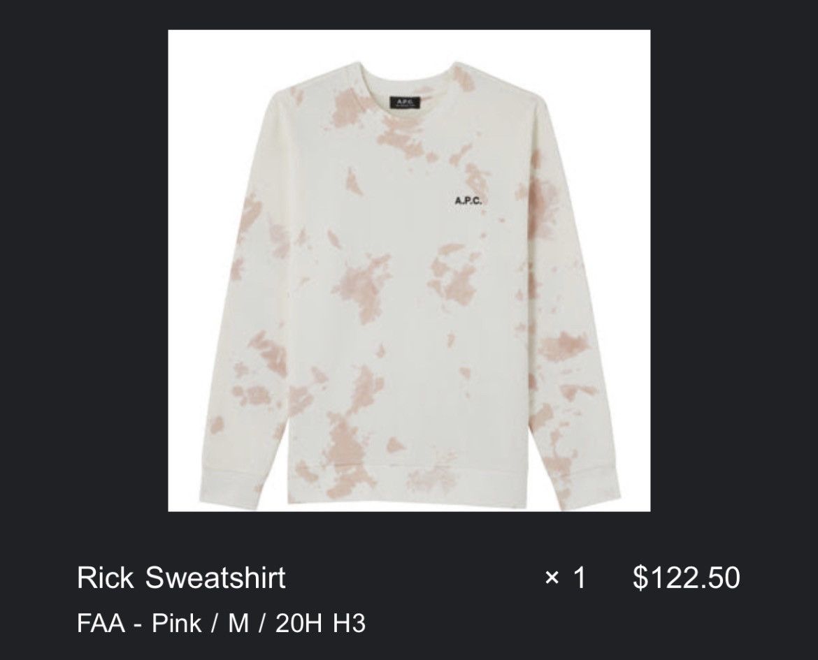 image of A P C Rick Sweatshirt Td Pink/white Size M, Men's