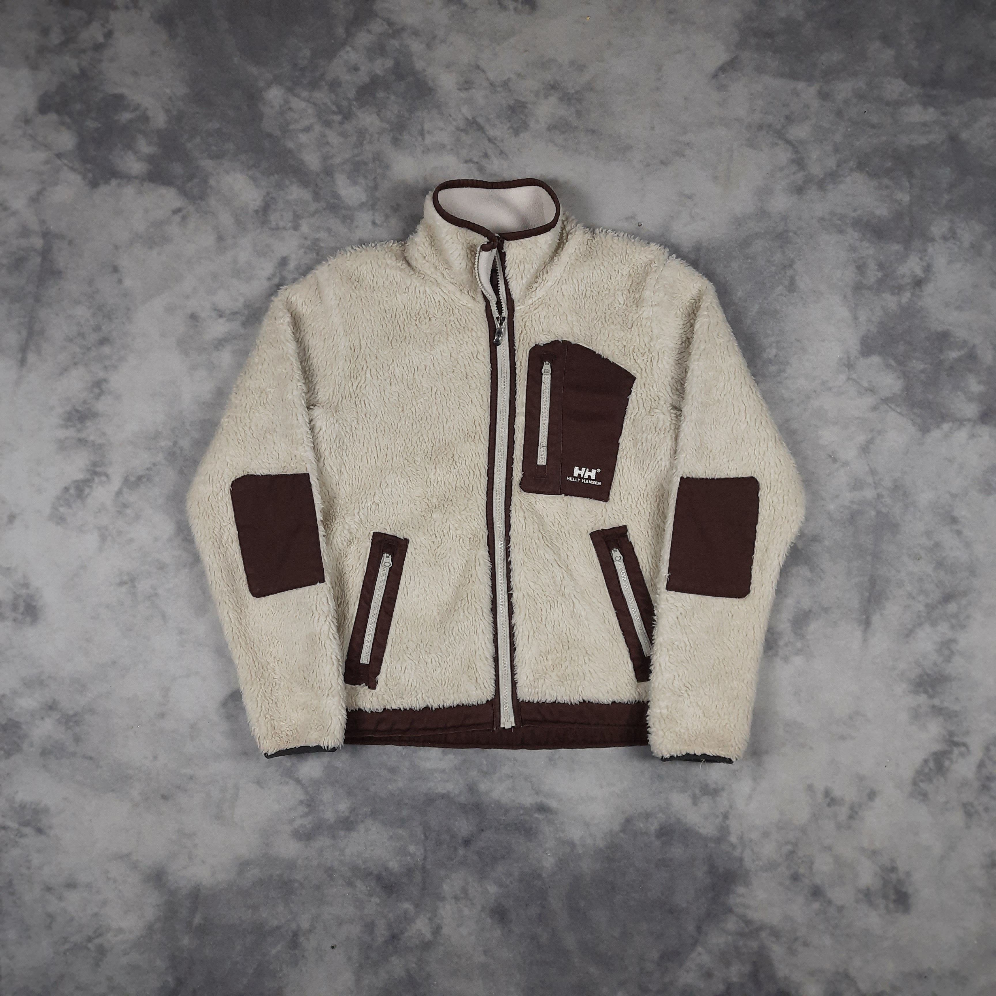 Helly Hansen deep pile fleece jacket rare brown cw - Main Image