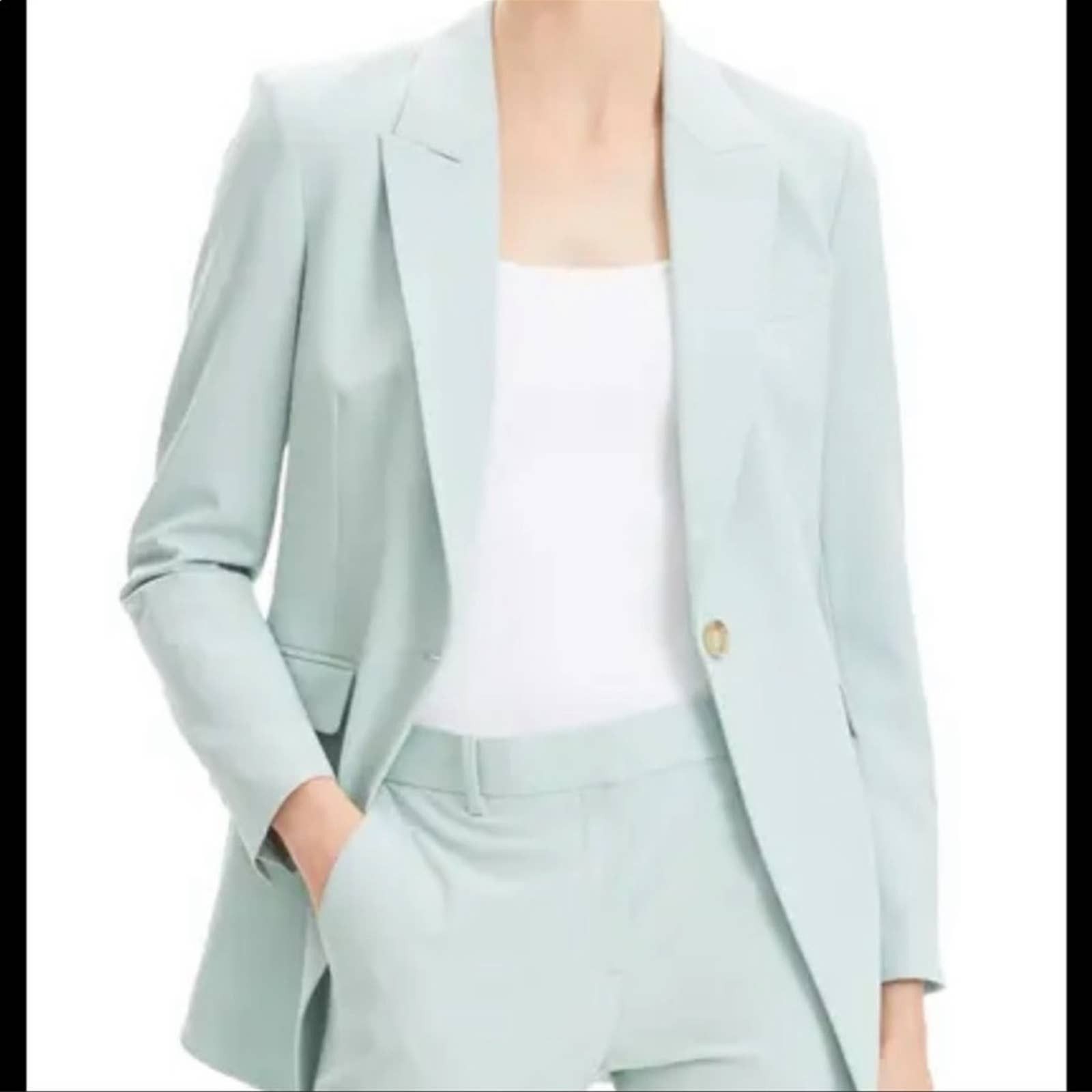 Theory Theory Etiennette B Good Wool Suit Jacket Blazer Opal Green ...