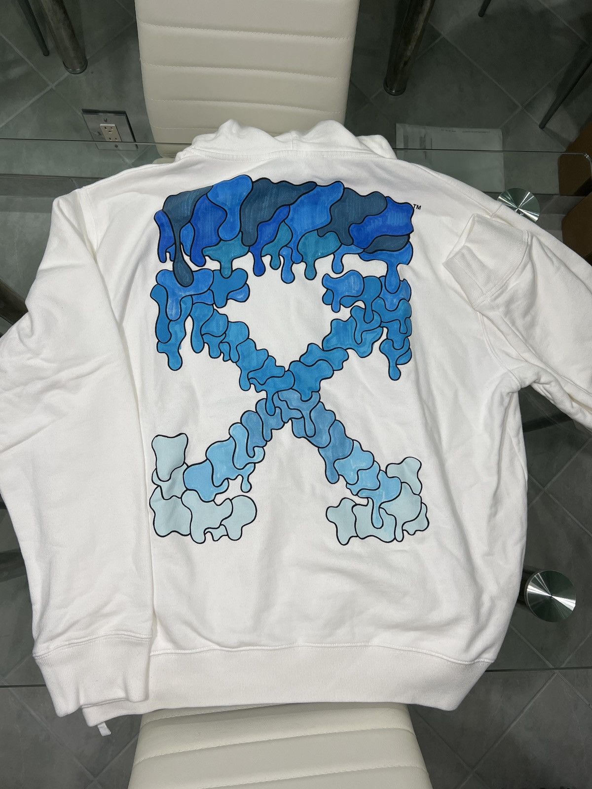 Off-White Offwhite White Blue Marker Hoodie | Grailed