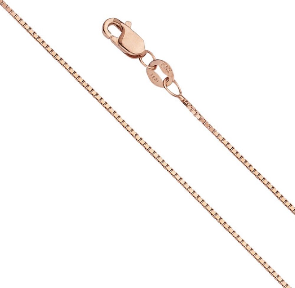 Handmade 14k real solid Rose Gold Box Chain 0.8 mm | Birthday Gift ...