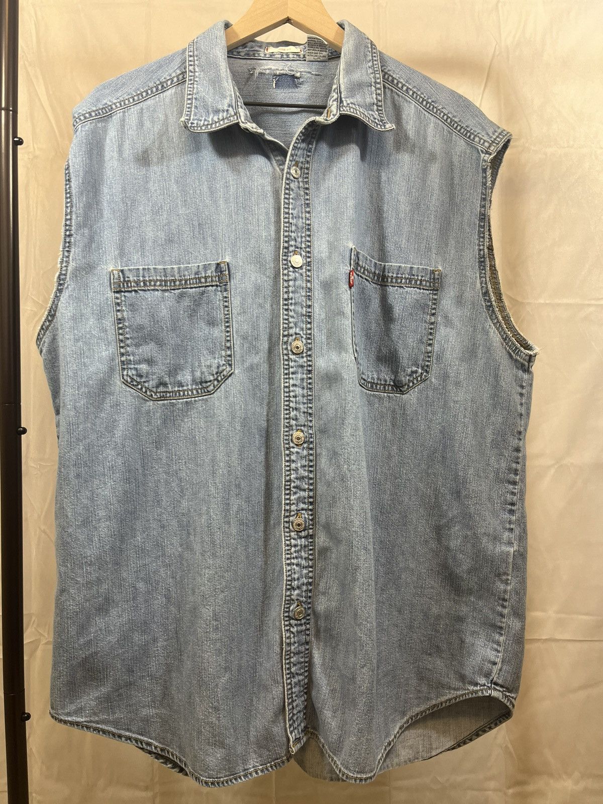 Levi's × Vintage Distressed Faded Cutoff Oversized Shirt Size US L / EU 52-54 / 3 - 3 Thumbnail