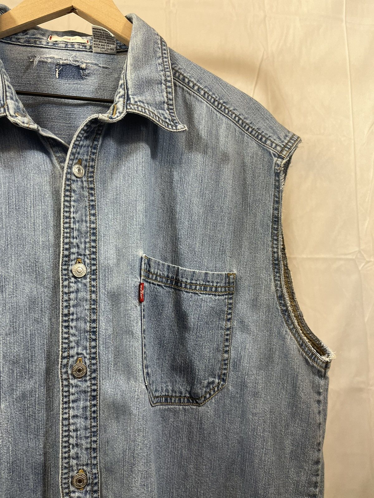 Levi's × Vintage Distressed Faded Cutoff Oversized Shirt Size US L / EU 52-54 / 3 - 2 Thumbnail