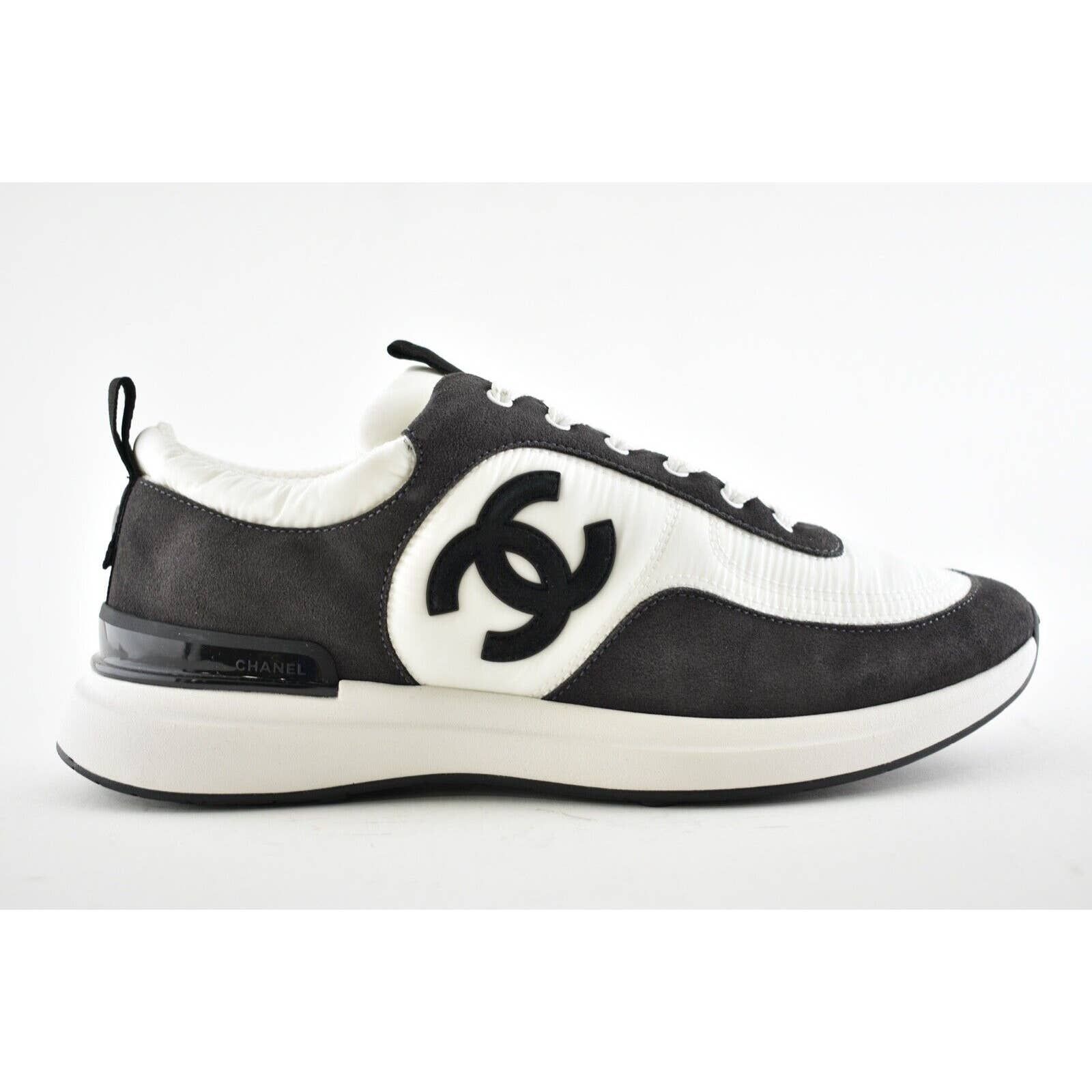 Chanel Chanel 21P White Grey Black Suede CC Trainer Sneaker 39