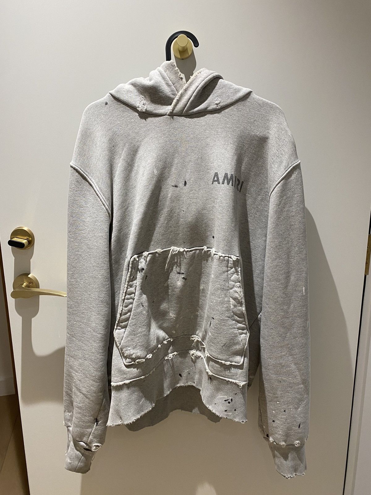 AMIRI Army Paint Hoodie Heather Grey Men's - SS21 - US