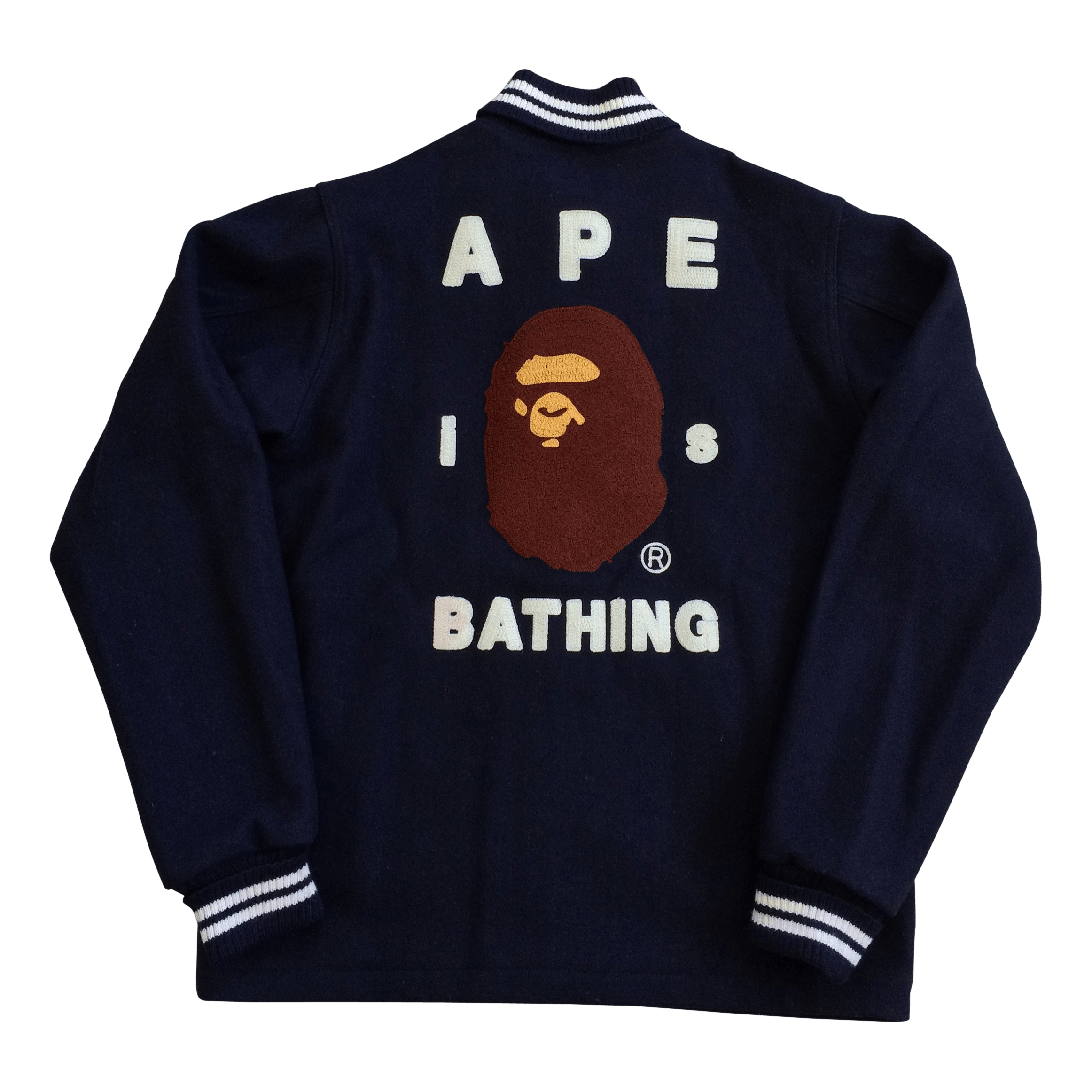 Bape OG Ape Is Bathing Embroidered Wool Bomber Jacket Size XS / US 0-2 / IT 36-38 - 1 Thumbnail