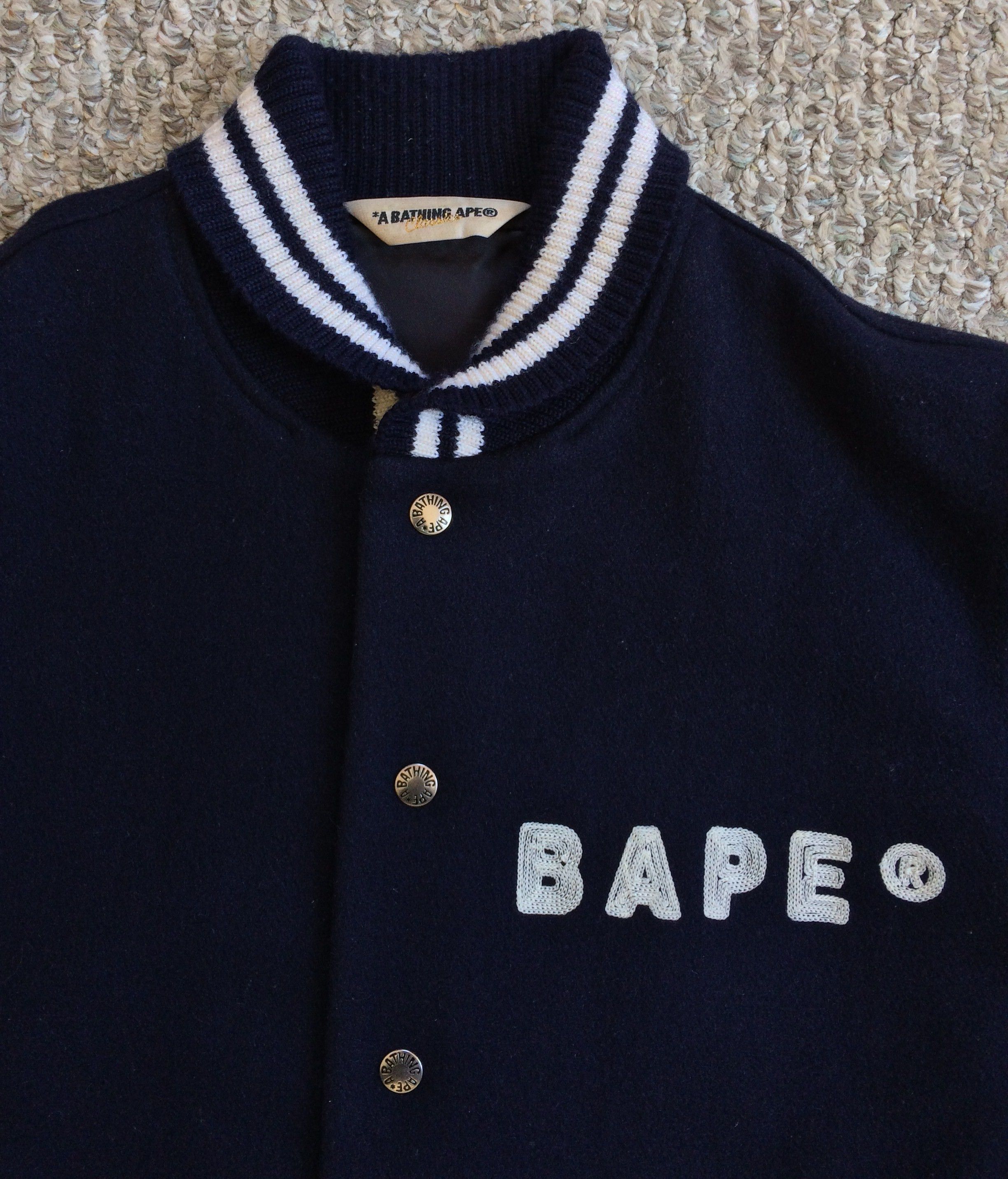 Bape OG Ape Is Bathing Embroidered Wool Bomber Jacket Size XS / US 0-2 / IT 36-38 - 4 Thumbnail