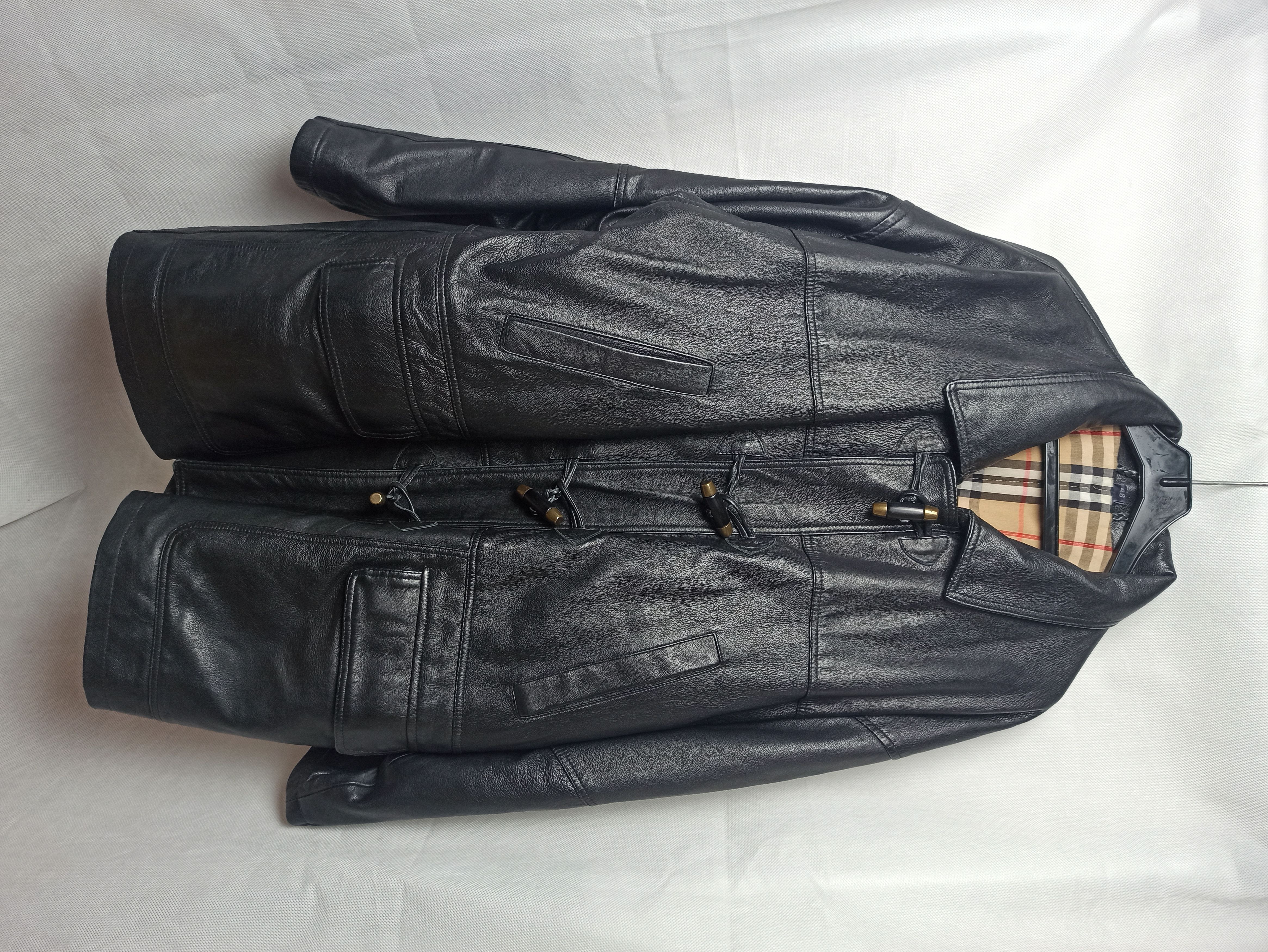 Image of Burberrys Duffle Leather Jacket in Black, Men's (Size 2XL)