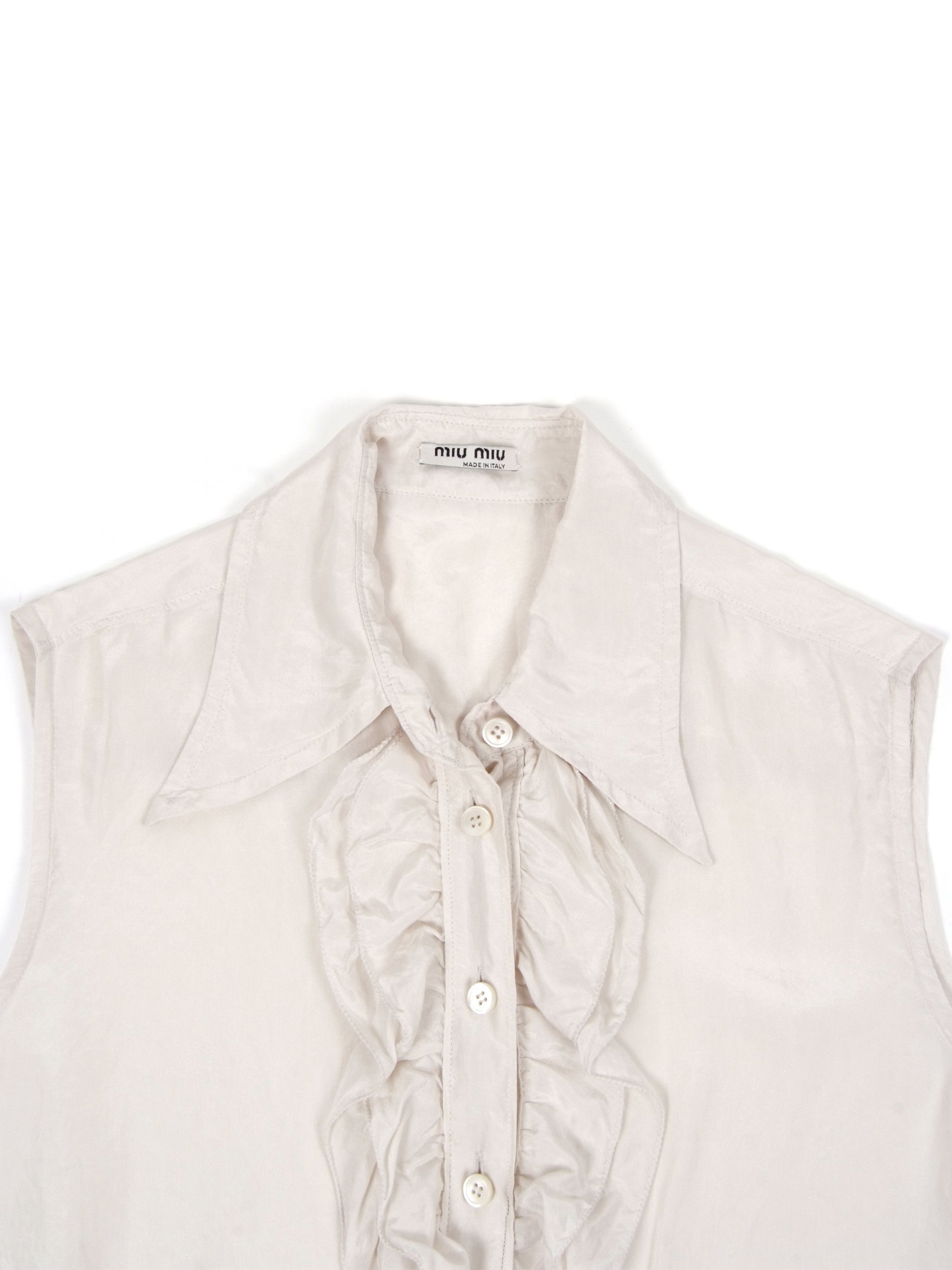 Miu Miu Vintage MIU MIU Prada Silk Sleeveless Ruffle Top Blouse IT38 Size XS / US 0-2 / IT 36-38 - 2 Thumbnail