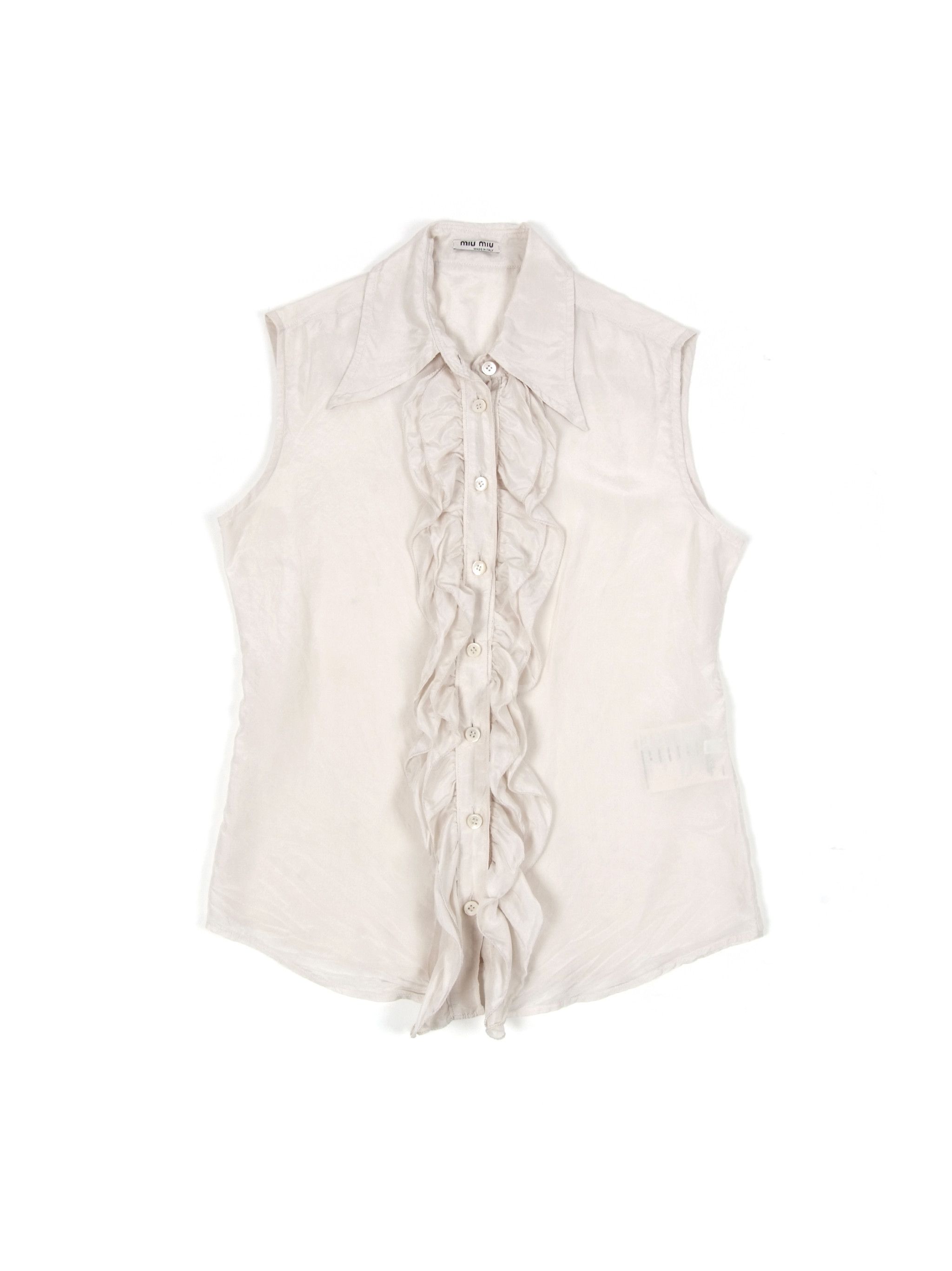 Miu Miu Vintage MIU MIU Prada Silk Sleeveless Ruffle Top Blouse IT38 Size XS / US 0-2 / IT 36-38 - 1 Thumbnail