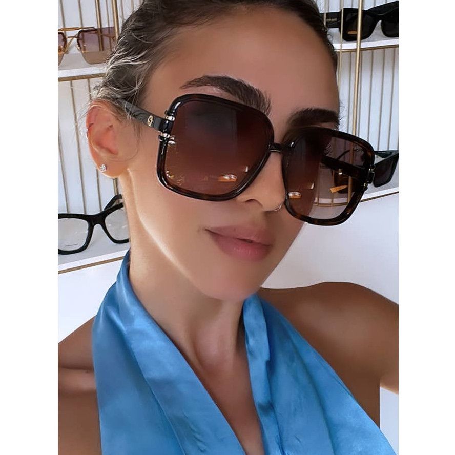 Gucci★素敵！Brown Acetate Oversized Sunglasses Gucci Women's GG Square Frame Acetate Sunglasses - Havana