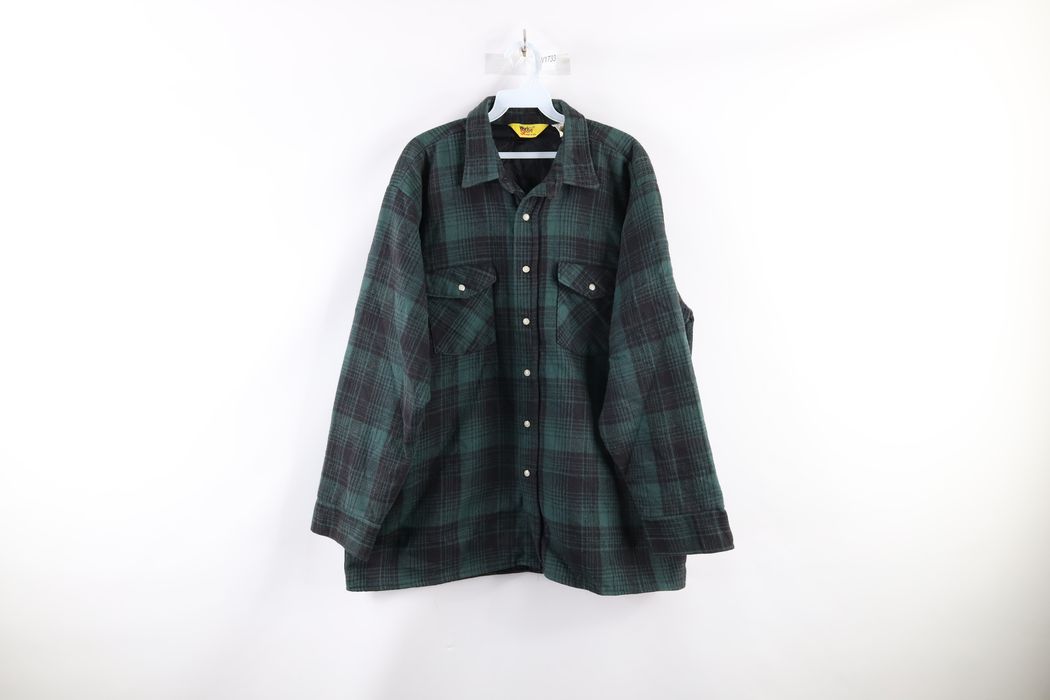 Vintage Vintage 90s Insulated Snap Button Flannel Shirt Jacket Green