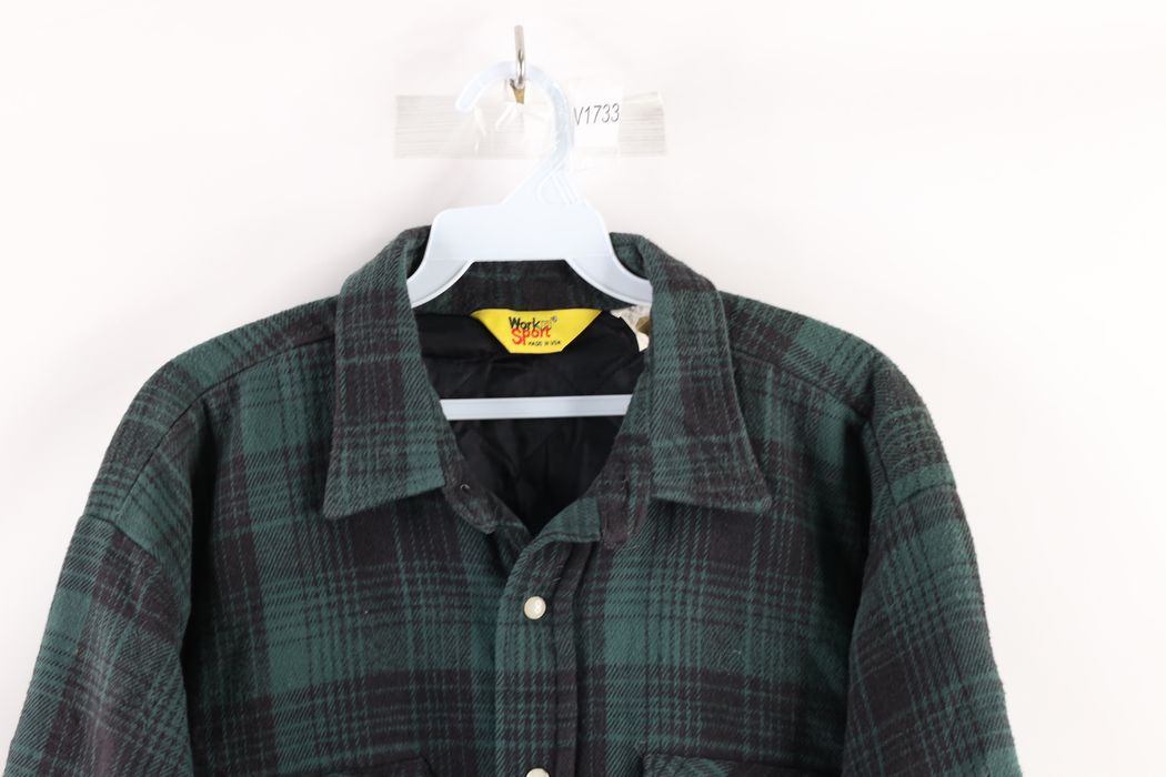 Vintage Vintage 90s Insulated Snap Button Flannel Shirt Jacket Green