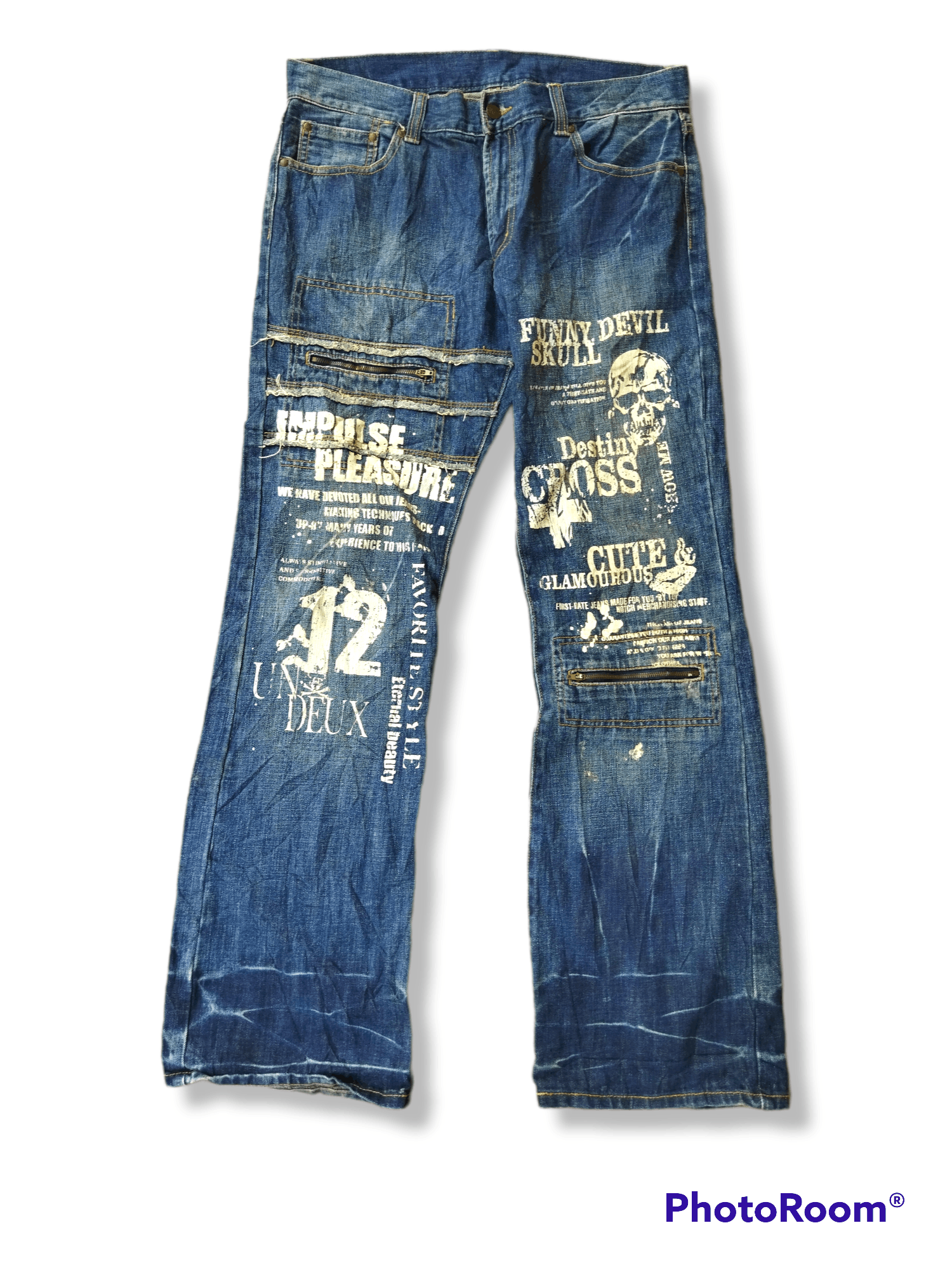 Rare!! Japanese Brand Skulls Painted Jeans