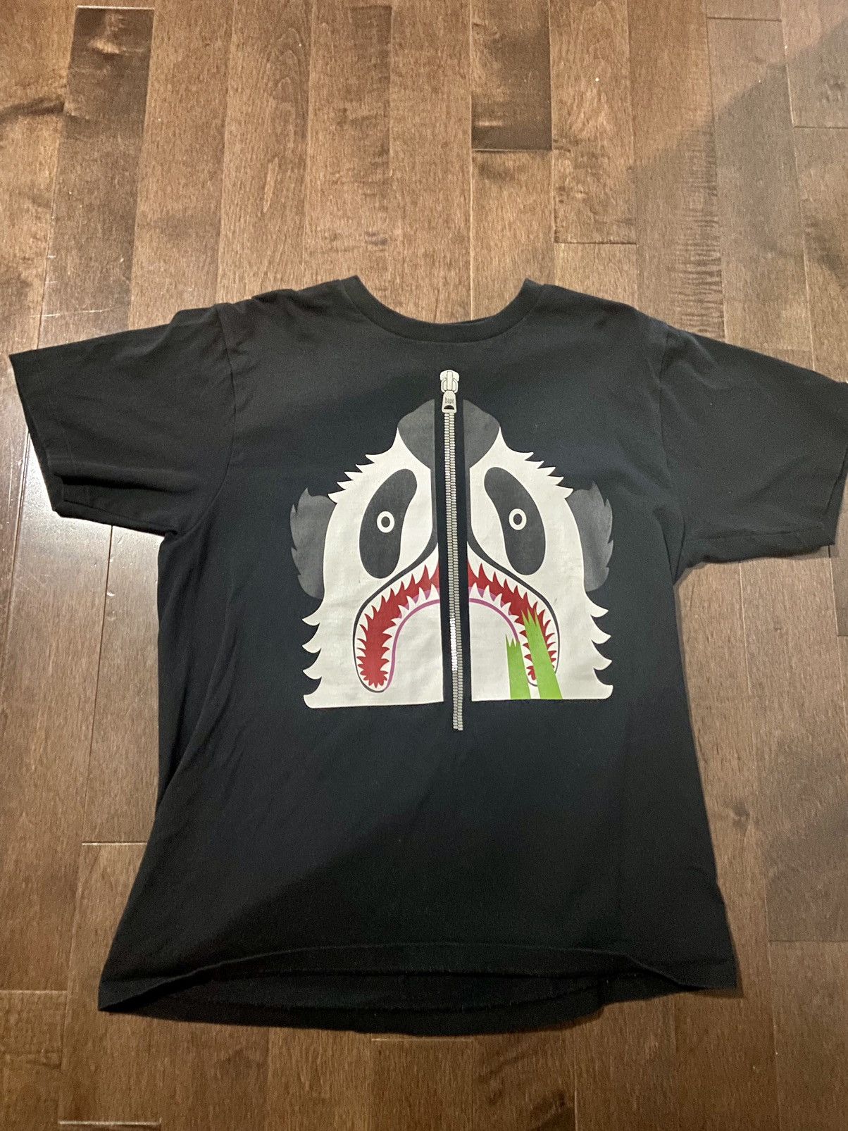 MINT BAPE Shirt XL Authentic Rare Shark Panda Tee Black | eBay