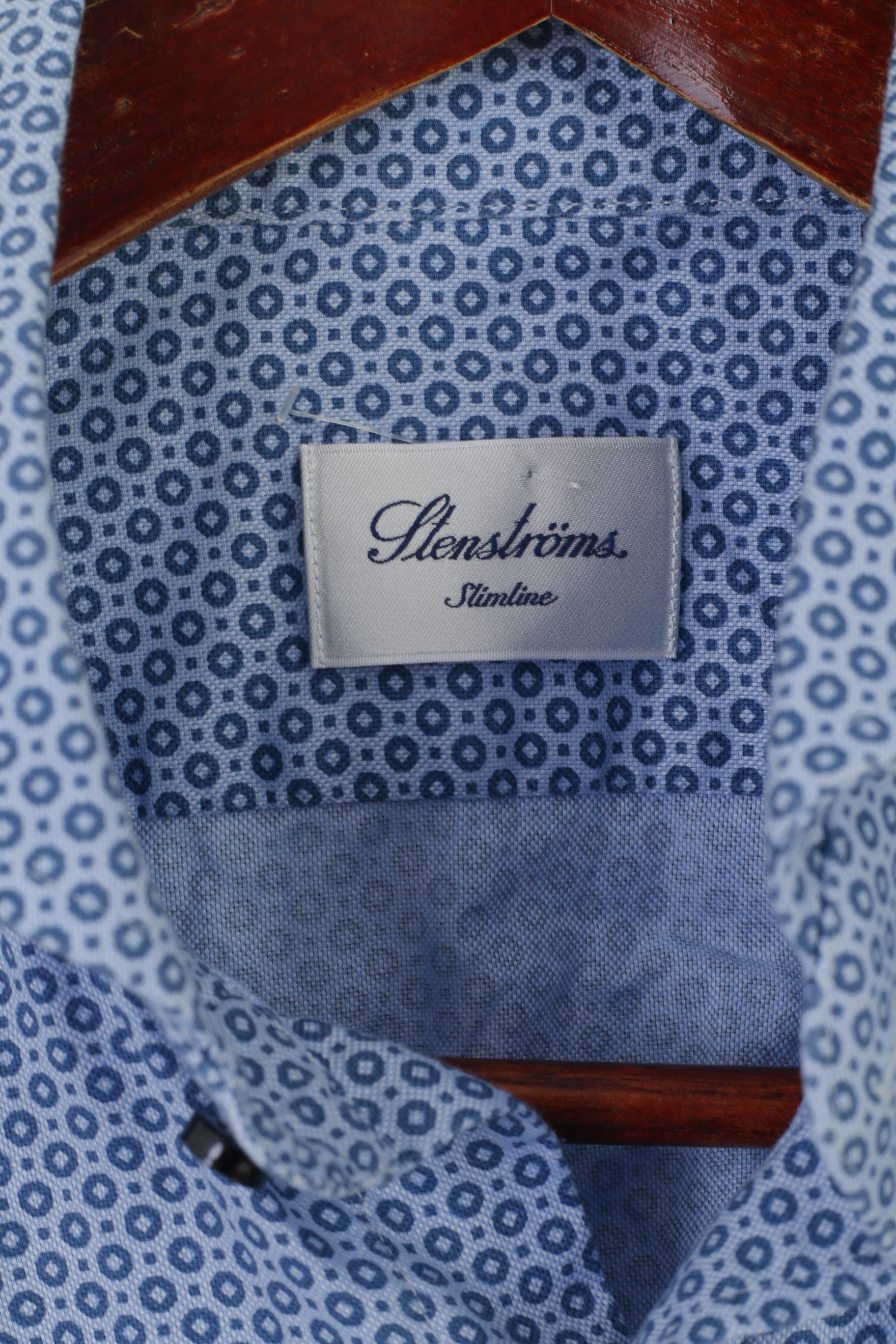 Strenstroms Stenstroms Men 40 S Casual Shirt Blue Cotton Slim 1217 Size US S / EU 44-46 / 1 - 5 Thumbnail