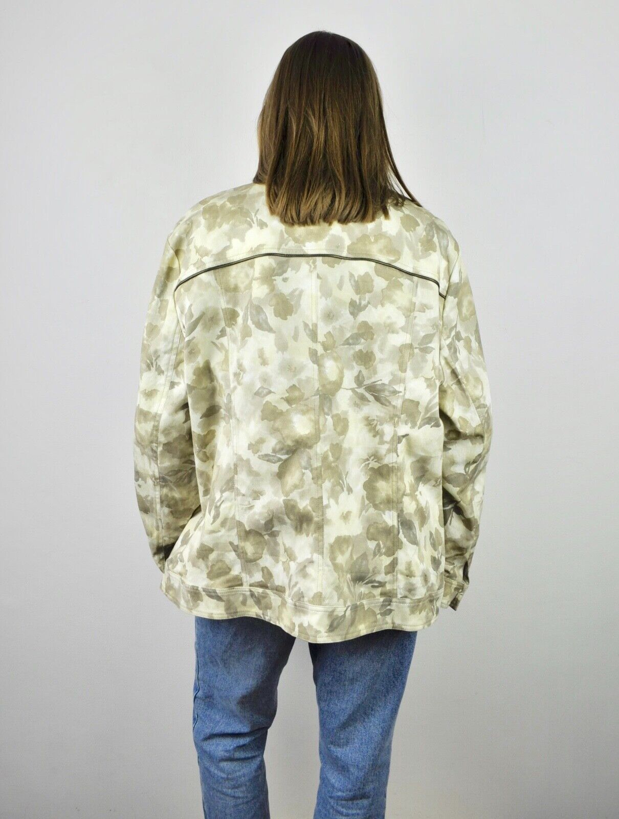 Other × Vintage HUCKE Women's Oversized Jacket Beige Floral Blazer Coat VTG Size XXL / US 16-18 / IT 52-54 - 3 Thumbnail