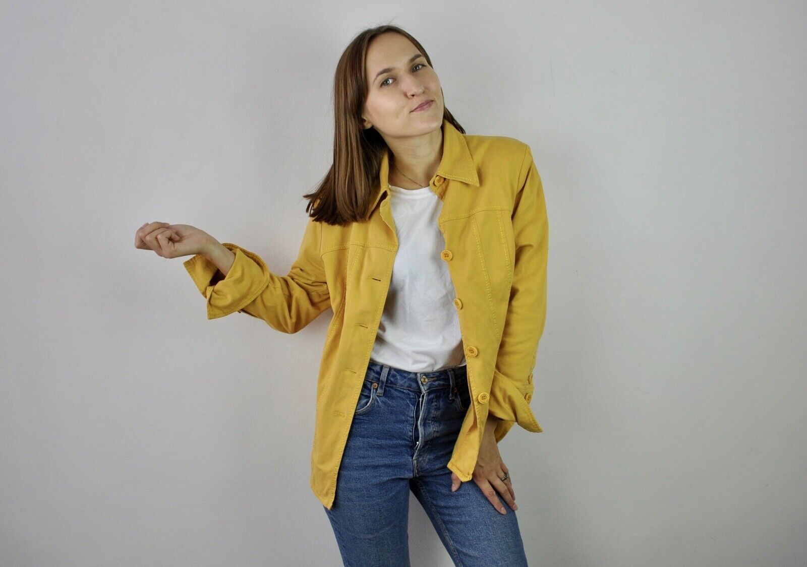 Other × Vintage NP Yellow Jacket Button Up Blazer Sport Coat Padded Shoulder Size S / US 4 / IT 40 - 4 Thumbnail