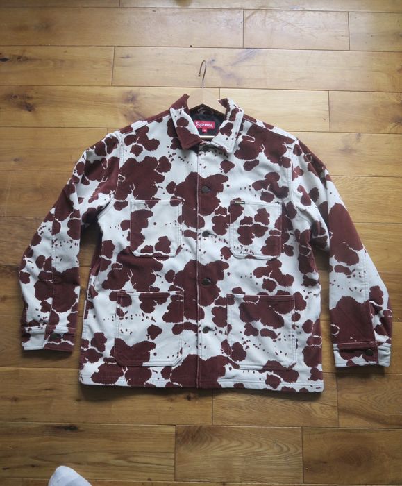 Supreme Supreme Velvet Chore Coat Cow Print FW20 | Grailed