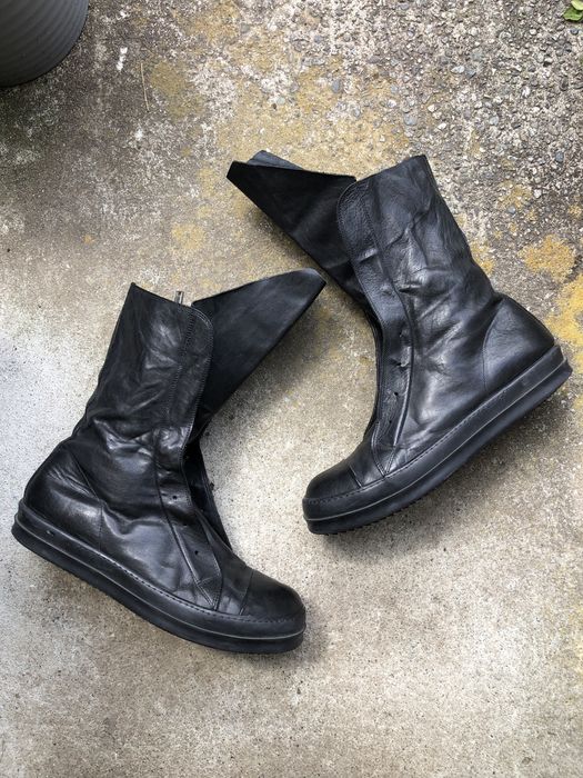 Rick Owens Rick owens aw12 mountian laceless Leather Ramones boots ...