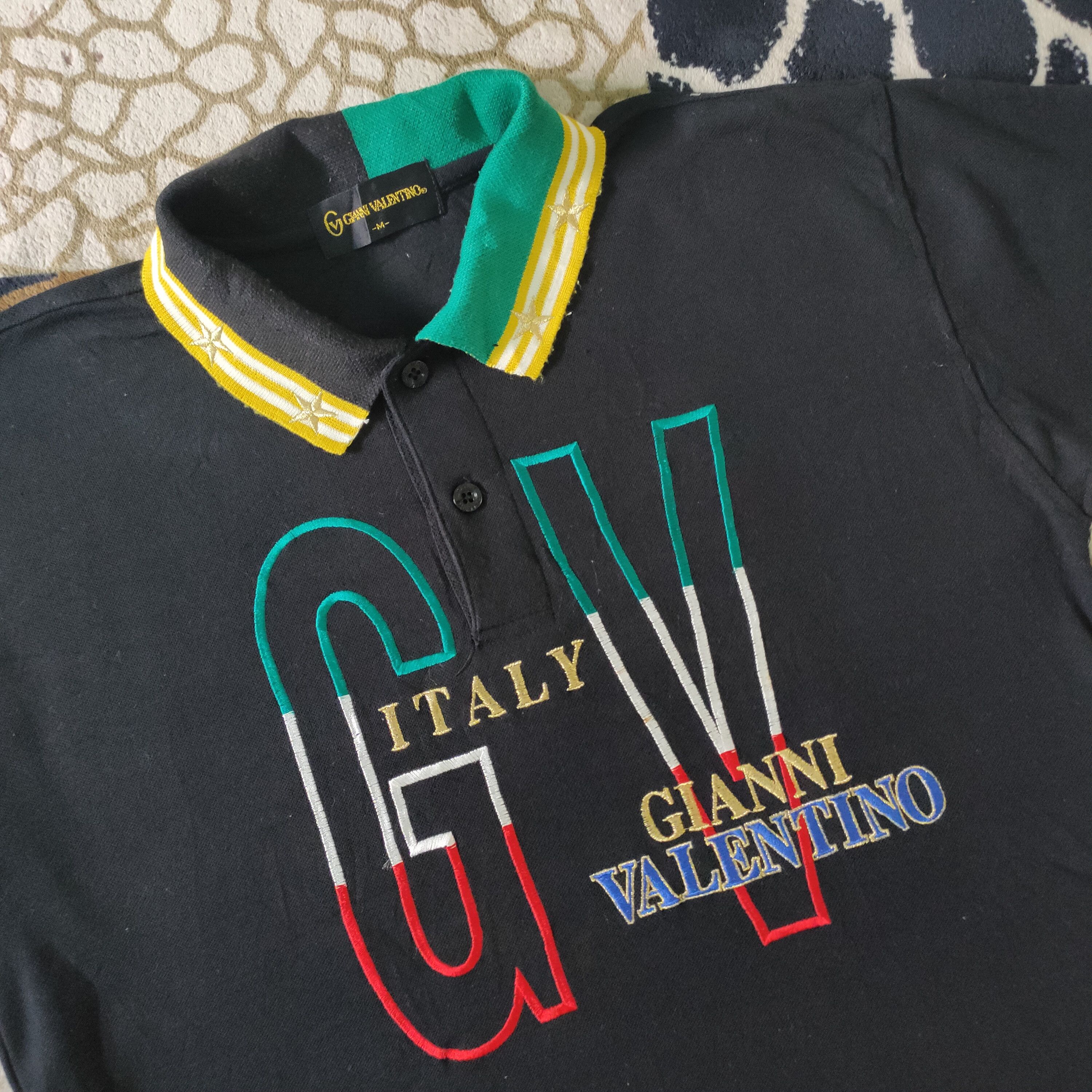 Valentino Gianni Valentino Italy Embroidered Spellout Polos Rainbow Size US M / EU 48-50 / 2 - 3 Thumbnail